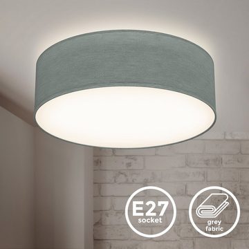 B.K.Licht Deckenleuchte BK_SD1215 Deckenlampe mit Stoffschirm, Ø30cm, E27-Fassung, ohne Leuchtmittel, Grau, 1-Flammig, Ohne Leuchtmittel