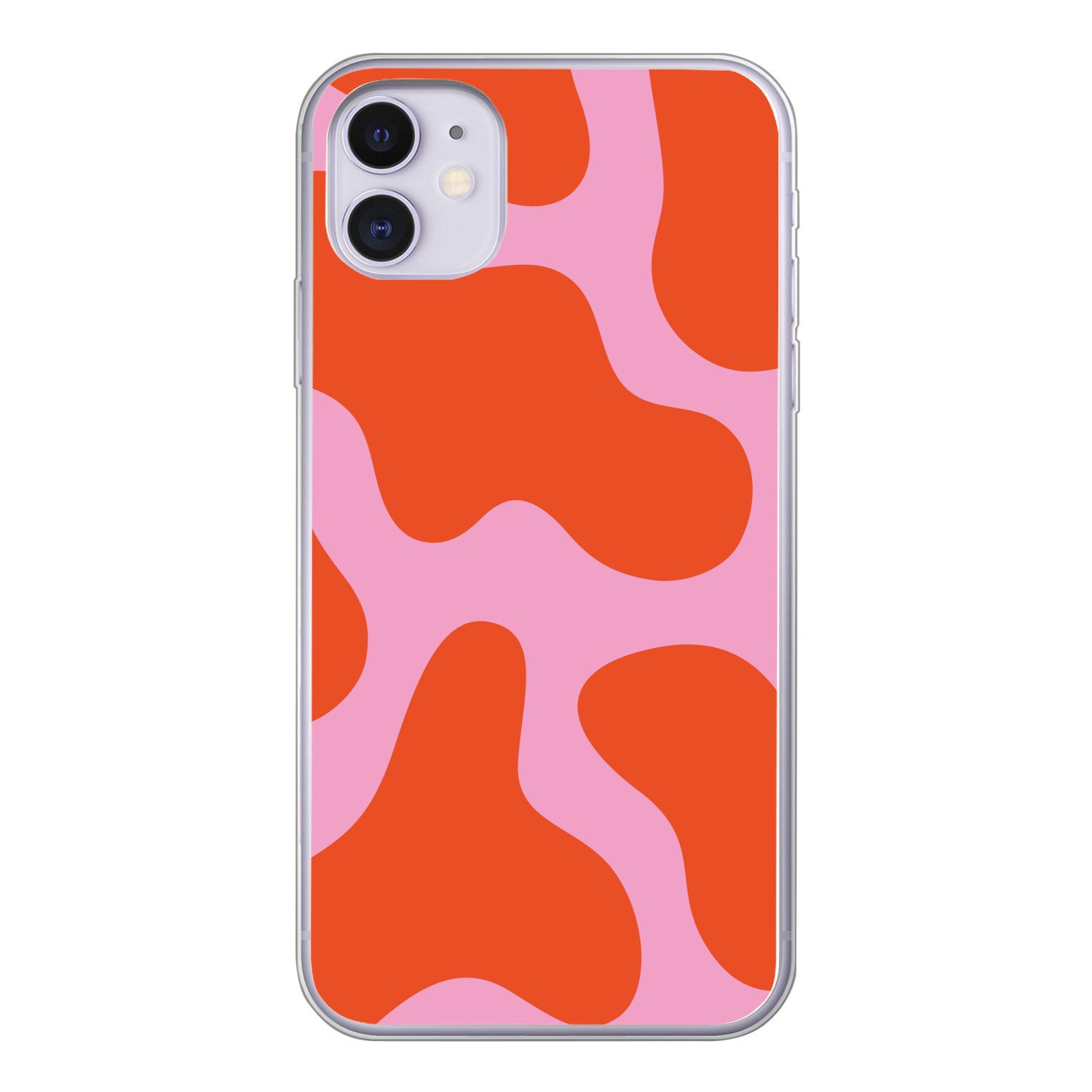 MuchoWow Handyhülle für Apple iPhone 11 Flecken - Rot - Rosa - Muster - Minimalistisch, Smartphone-Bumper, Print, Handy Schutzhülle Dünn