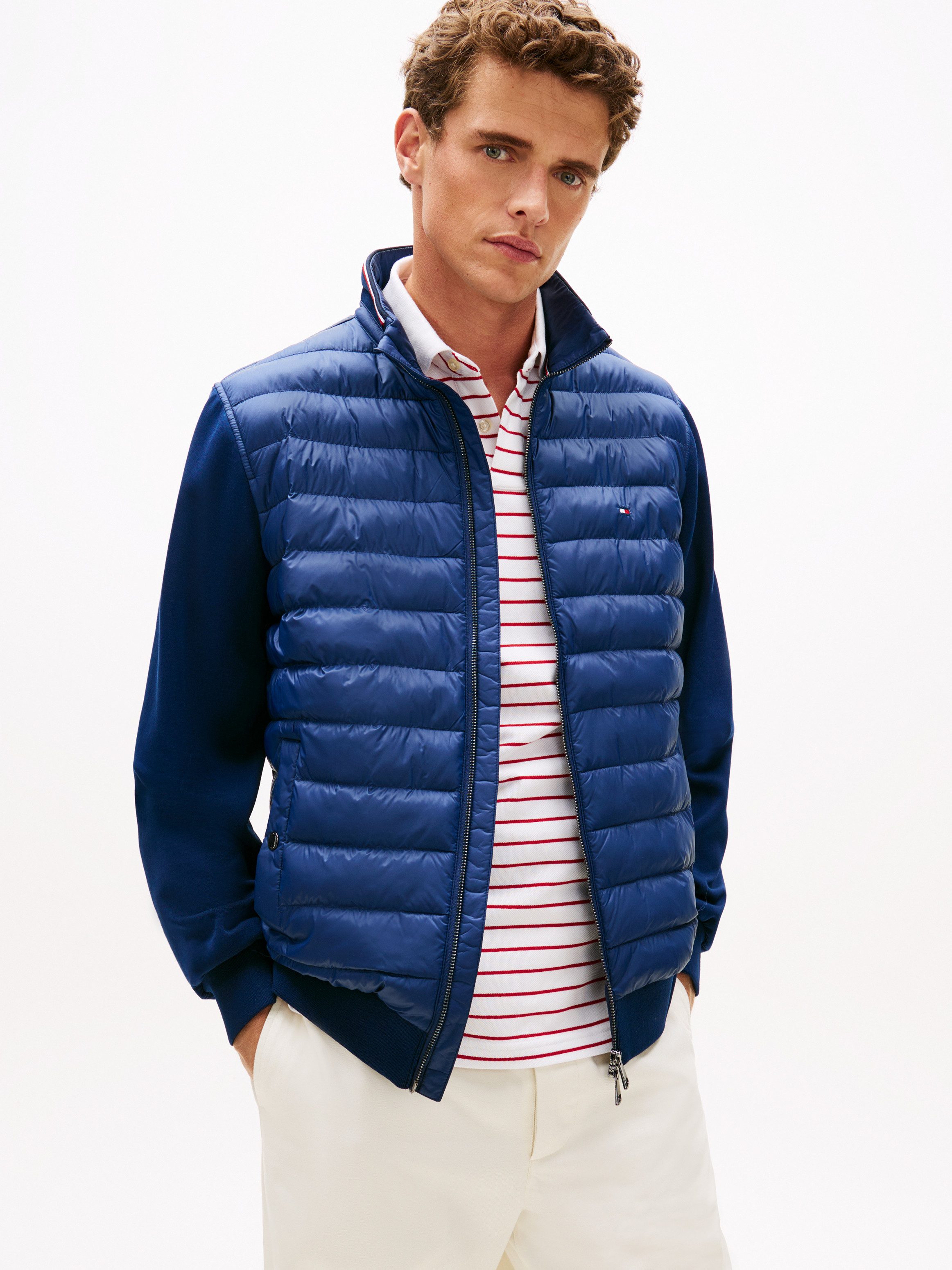 Tommy Hilfiger Steppjacke MIX MEDIA mit Stehkragen unifarben, casual, regular fit, Baumwollmix