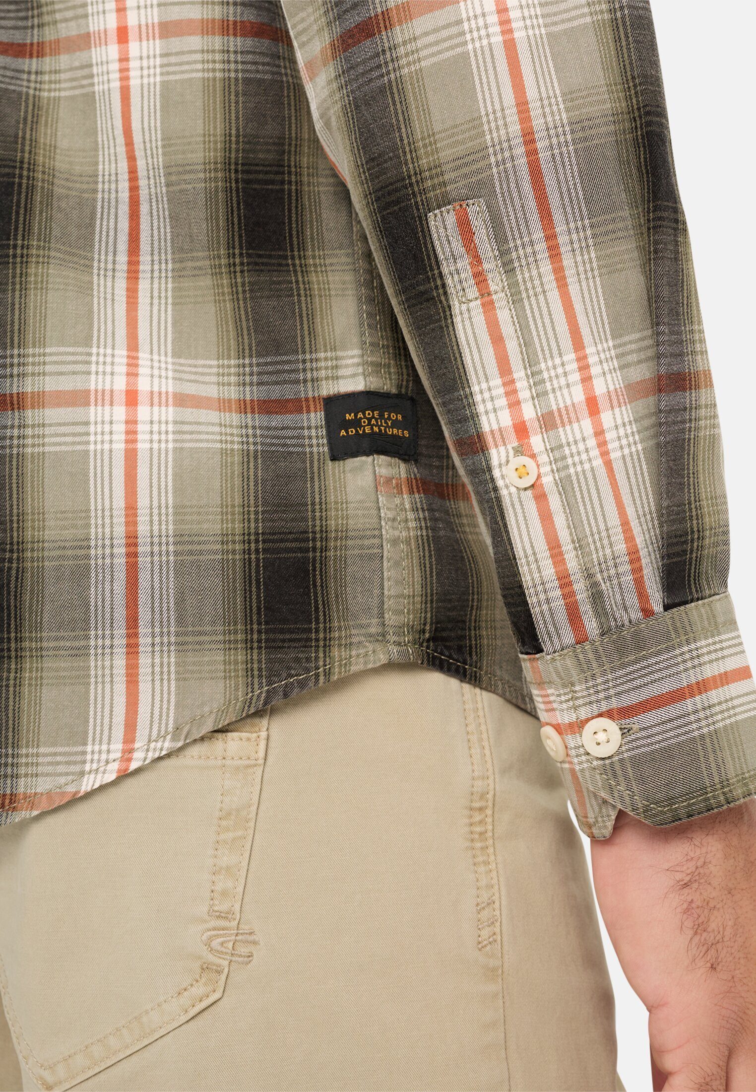 camel active Langarmhemd mit Brusttasche Langarm Kentkragen