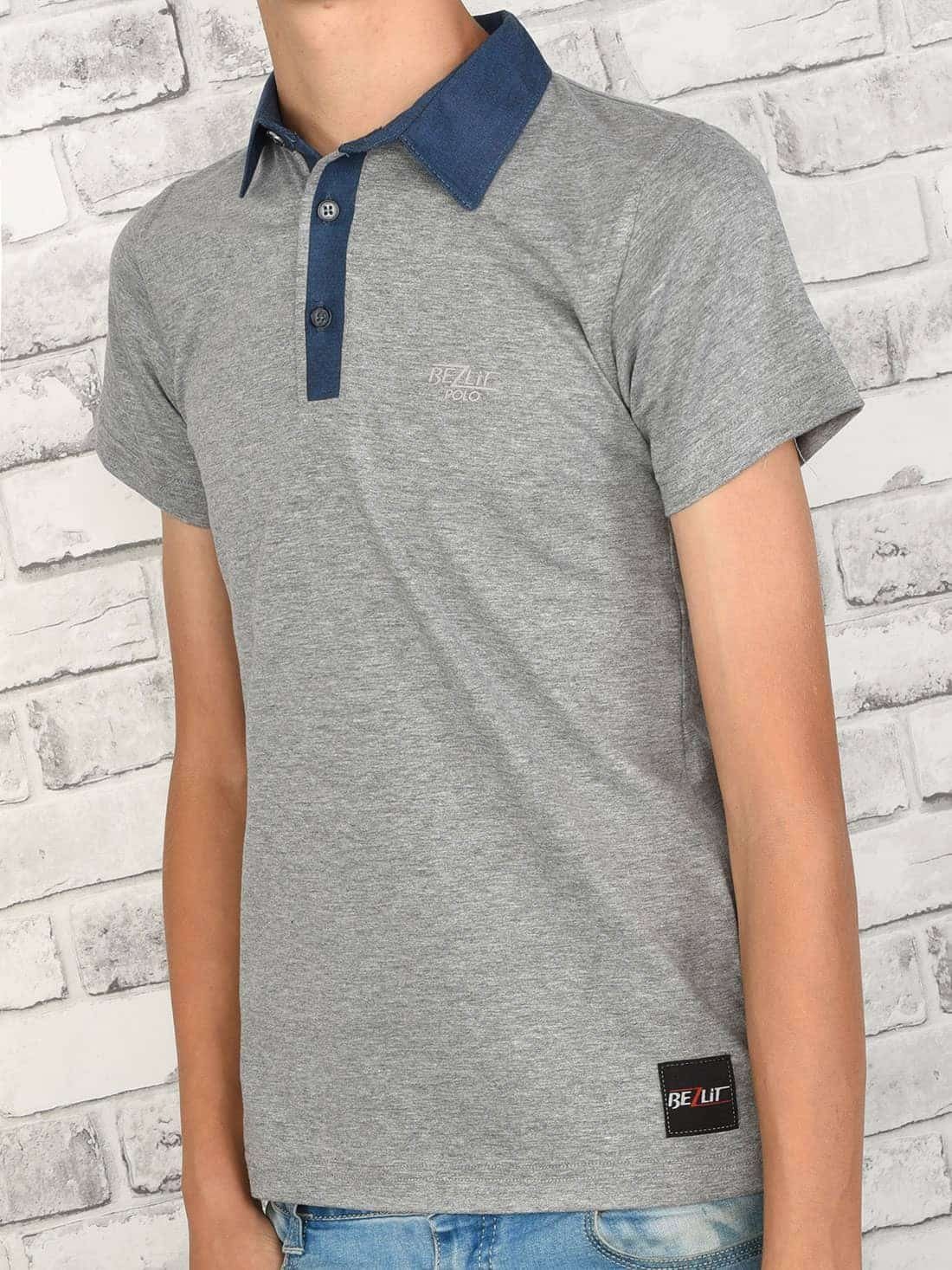 mit Jungen Kontrastfarben Polo Grau Shirt Casual Kurzarmshirt BEZLIT (1-tlg)