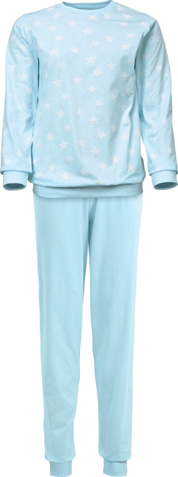 REDBEST Pyjama Damen-Schlafanzug Single-Jersey Sterne: Oberteil