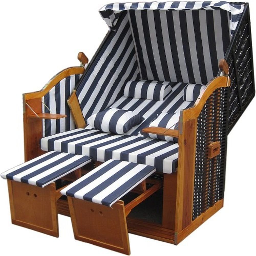Vaiko Strandkorb Binz, BxTxH: 120x80x160 cm, Volllieger, Ostsee, (inkl. Hülle), 2-Sitzer
