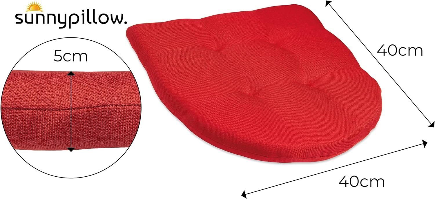 sunnypillow Stuhlkissen 4er Set Auflage 40x40 für Stühle, Bänke in Haus und Garten dick 5cm, Sitzkissen Sitzauflage Stuhlauflage Gartenkissen Esszimmerstuhl