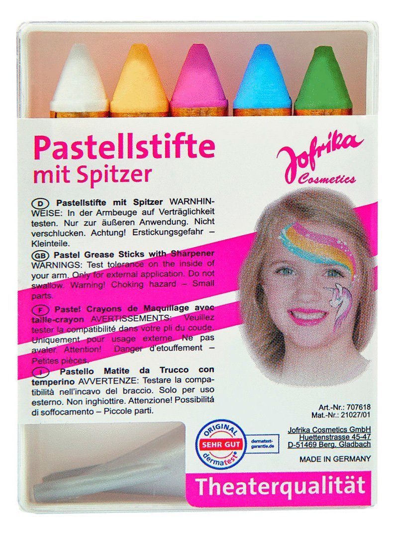 Metamorph Театральный грим 5 Pastell Schminkstifte mit Spitzer, Fürs Kinderschminken in Pastelltönen