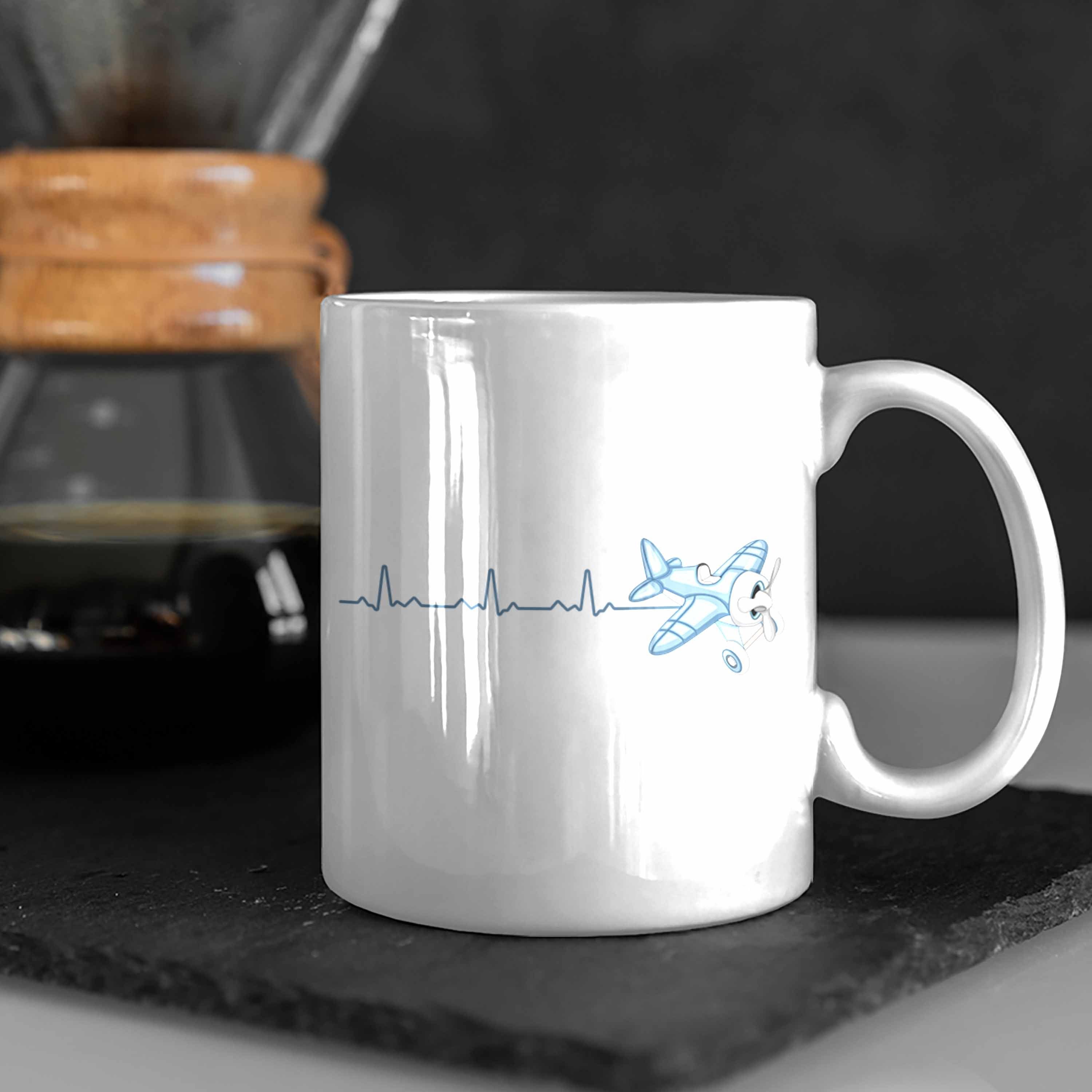 Trendation Tasse Pilot Tasse Herzschlag Geschenk pilot Weiss Bester