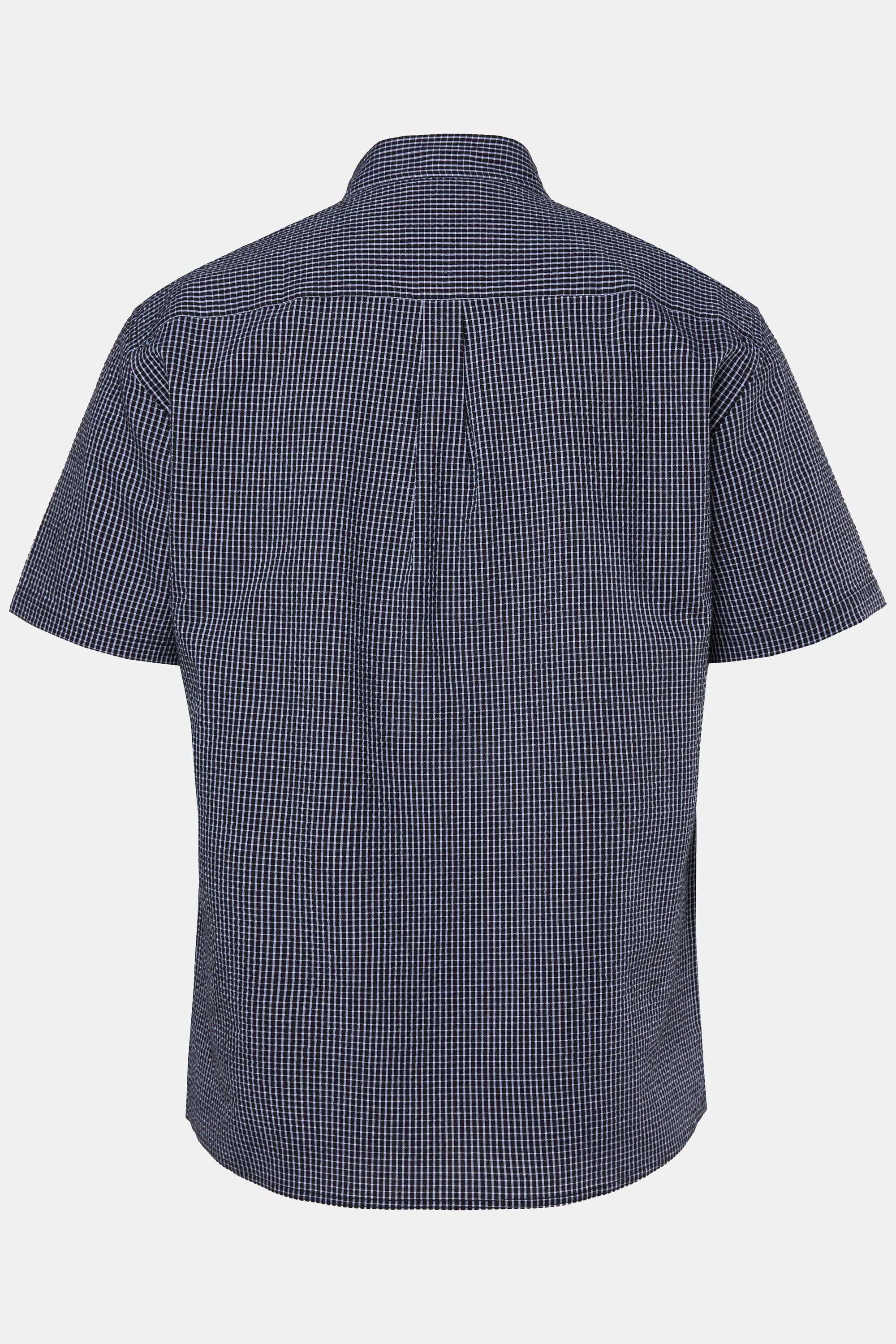 Men Plus Kurzarmhemd Karohemd Halbarm Kentkragen Seersucker Comfort Fit