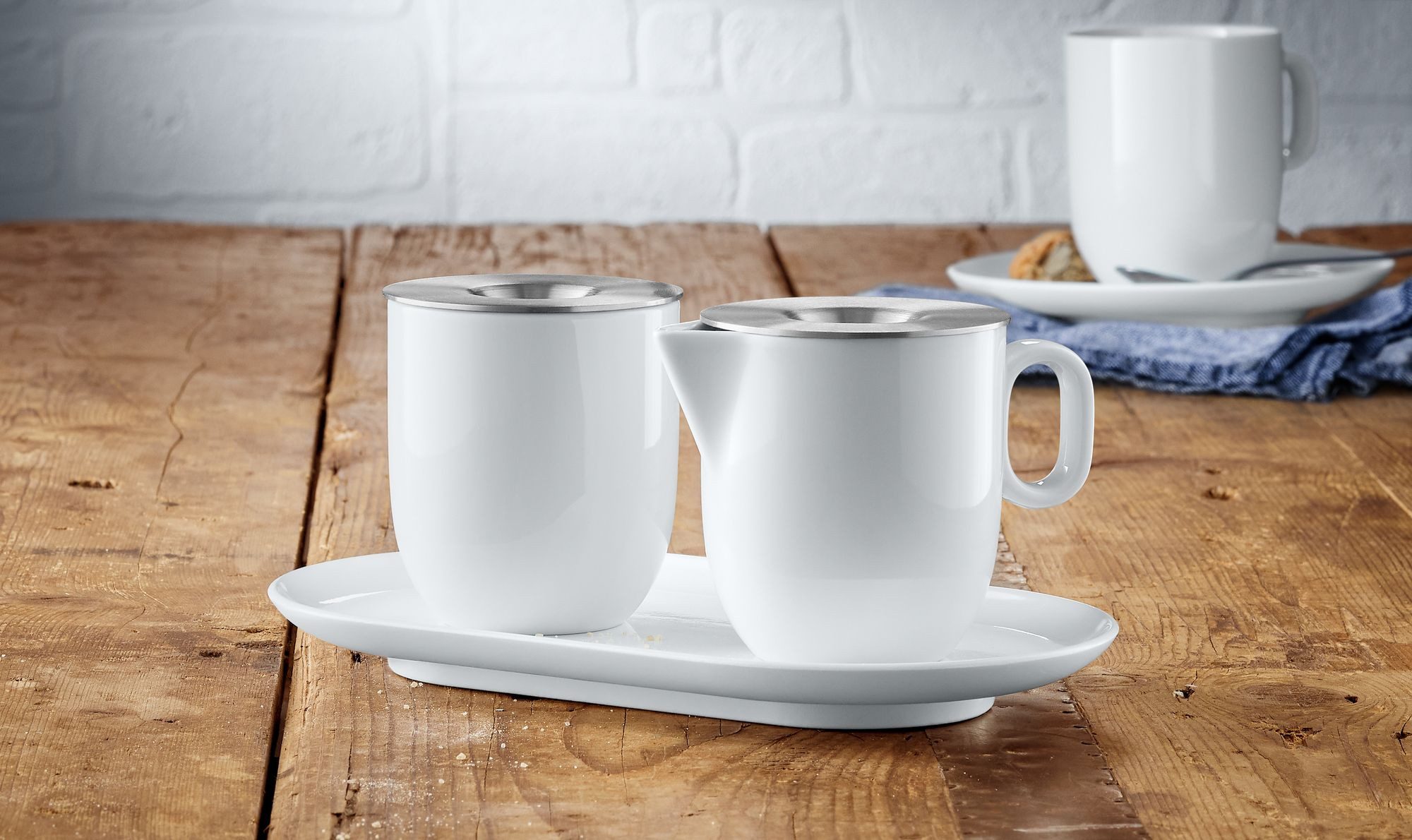 WMF Kaffeeservice Barista Zucker & Milch-Set (3-tlg), 2 Personen, Porzellan, mit Untersetzer, Milchkanne, spülmaschinengeeignet – Bild 2 von 2