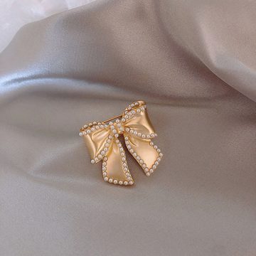 AUKUU Brosche Modische Modische Brosche mit süßer Schleife elegante Perlen, Corsage Brosche für Göttinnenmantel