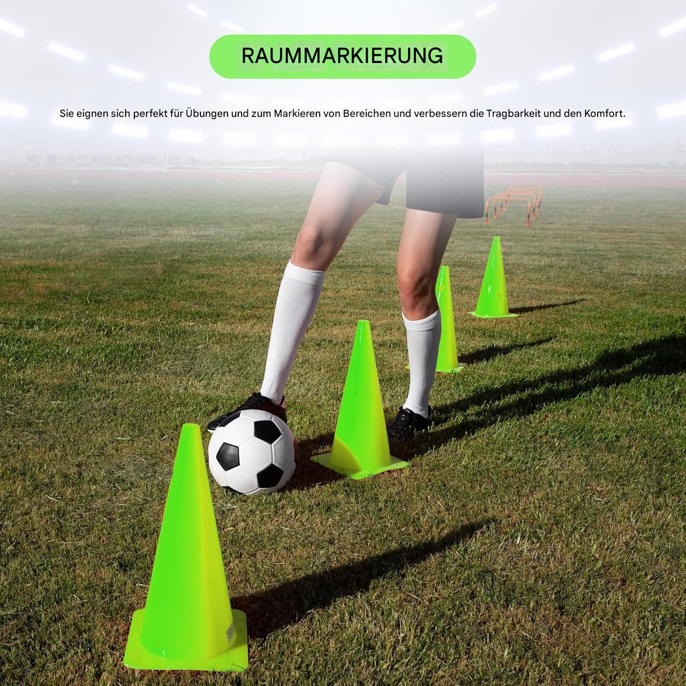 Endless Football-Tackle-Dummy Fußball Kegel von 12 Stück Sporttraining Agility Field Marker Kegel, für Skating, Basketball, Fußball und Praxis Drills, Geeignet für Indoor-und Outdoor-Spiele Hindernis