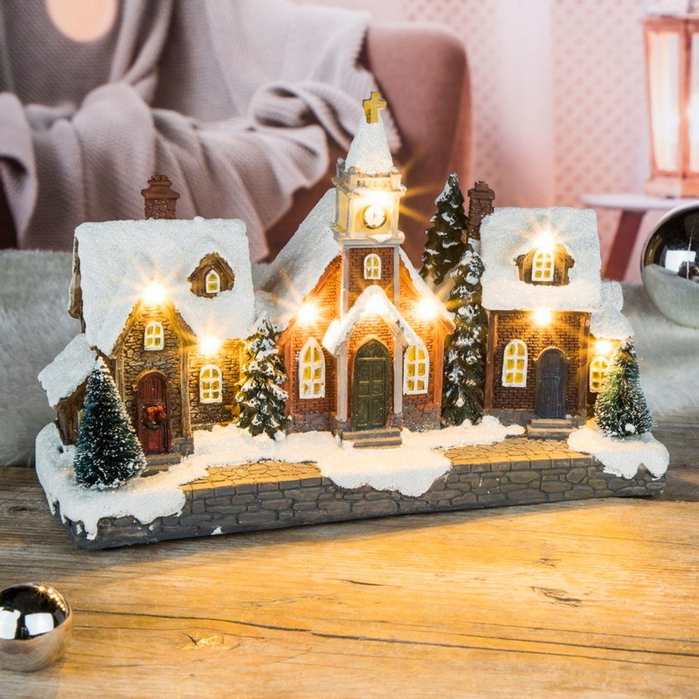 Haushalt International Weihnachtsstadt beleuchtete Weihnachtsdorf mit 9 warmweißen LEDs, aus Polyresin, für innen, mit Eon-/Ausschalter