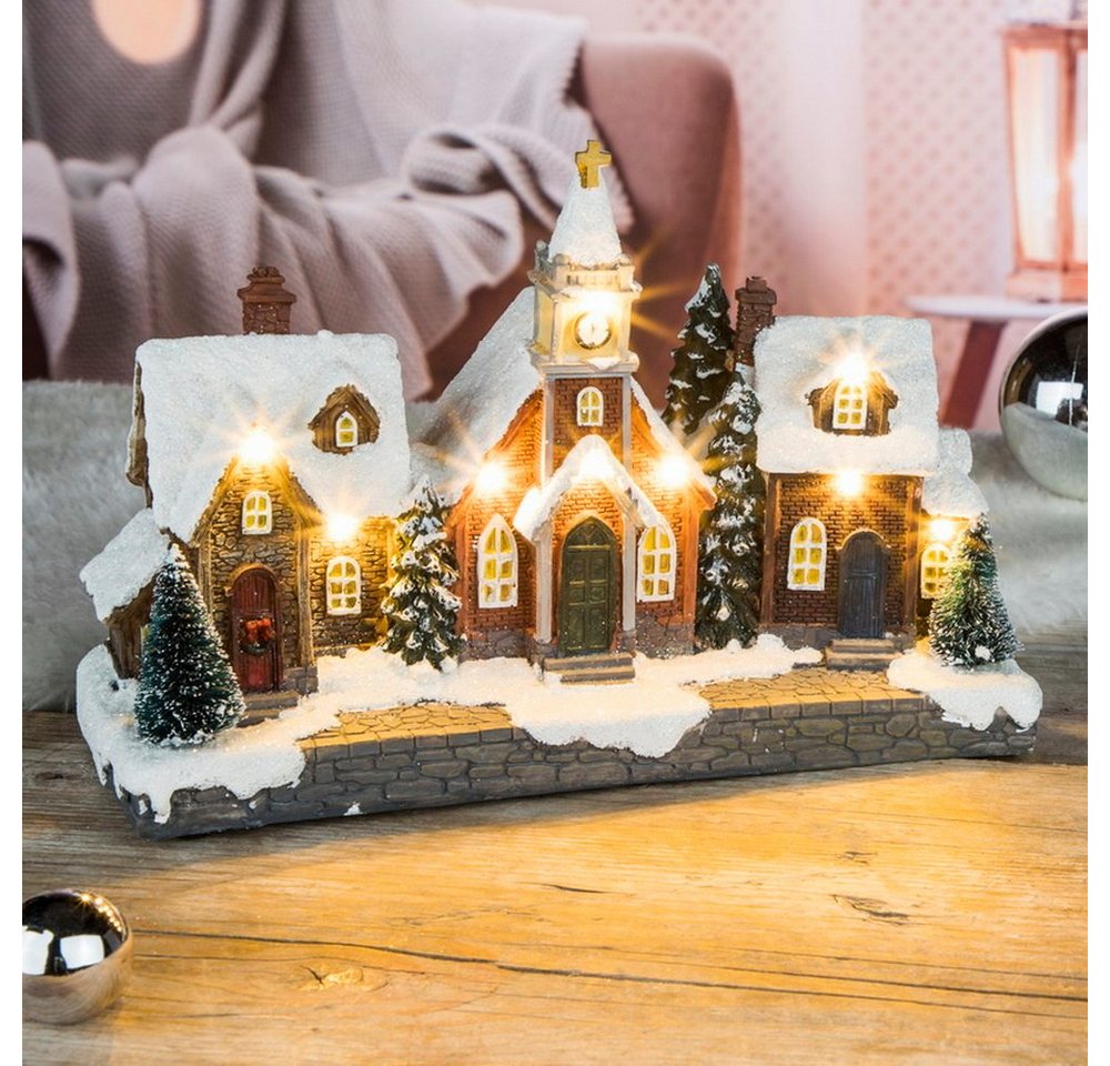 Haushalt International Weihnachtsstadt beleuchtete Weihnachtsdorf mit 9 warmweißen LEDs, aus Polyresin, für innen, mit Eon-/Ausschalter