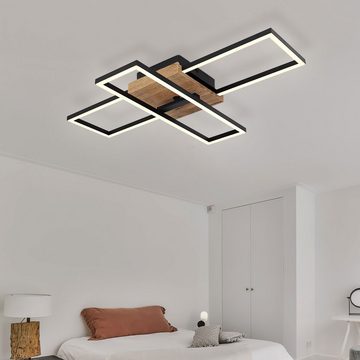 Globo LED Deckenleuchte, Leuchtmittel inklusive, Warmweiß, Deckenlampe LED Deckenleuchte Flur Holzoptik Wohnzimmerlampe zum