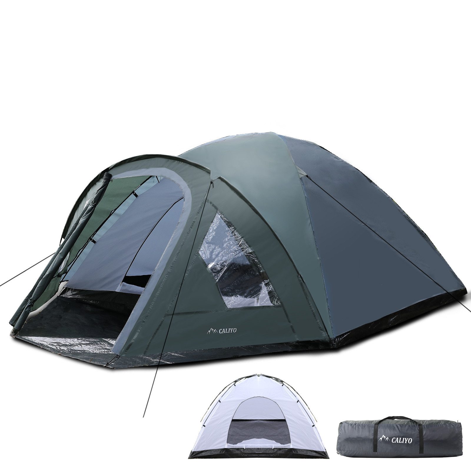 CALIYO Kuppelzelt XXL Campingzelt mit Verdunkelt 3-4 Personen, Personen: 3, Wasserdicht 3000mm Wassersäule