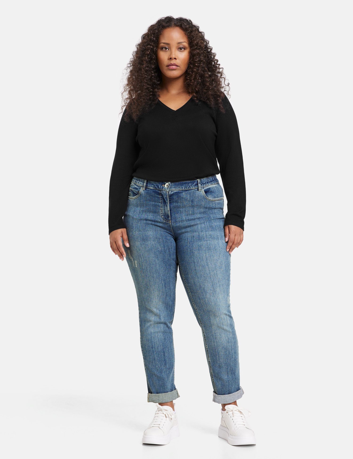 5-Pocket Samoon Betty Saumaufschlag mit Stretch-Jeans Jeans
