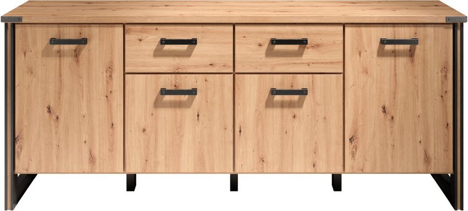 Home affaire Sideboard Mia (1 St), Echtholzoptik, Eiche, 207 cm breiter  Schrank