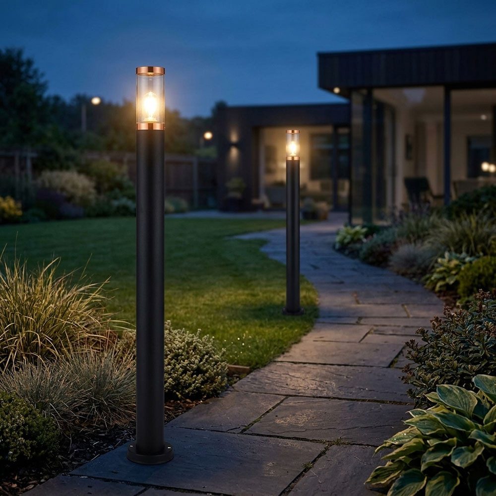 GLOBO LIGHTING Außen-Stehlampe, Leuchtmittel nicht inklusive, Stehleuchte Pollerleuchte Wegeleuchte Gartenlampen schwarz 2x