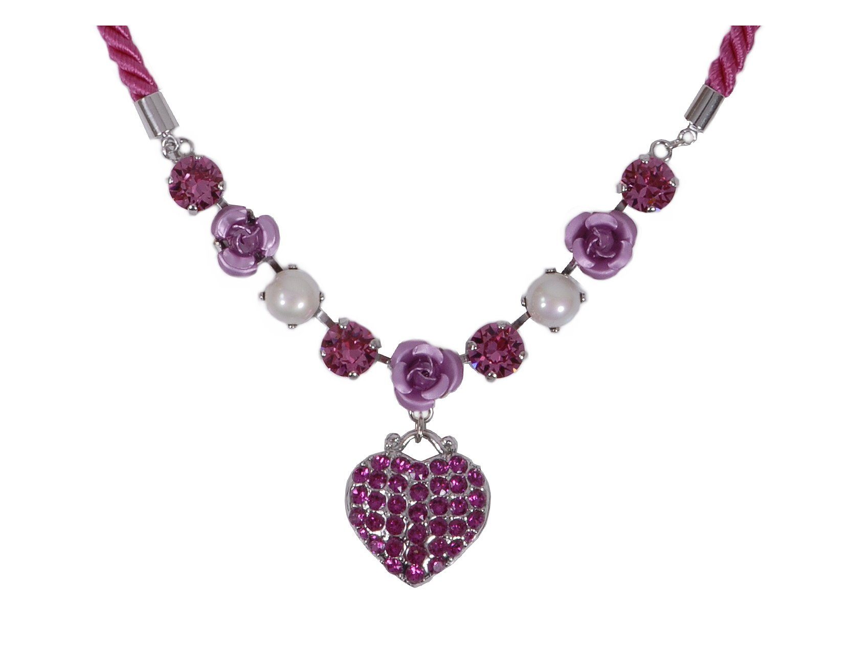 Moschen-Bayern Herzkette Trachtenkette Dirndlkette Trachtenschmuck Trachtenherz Herzkette Rose, Schmucksteine Swarovski-Kristall