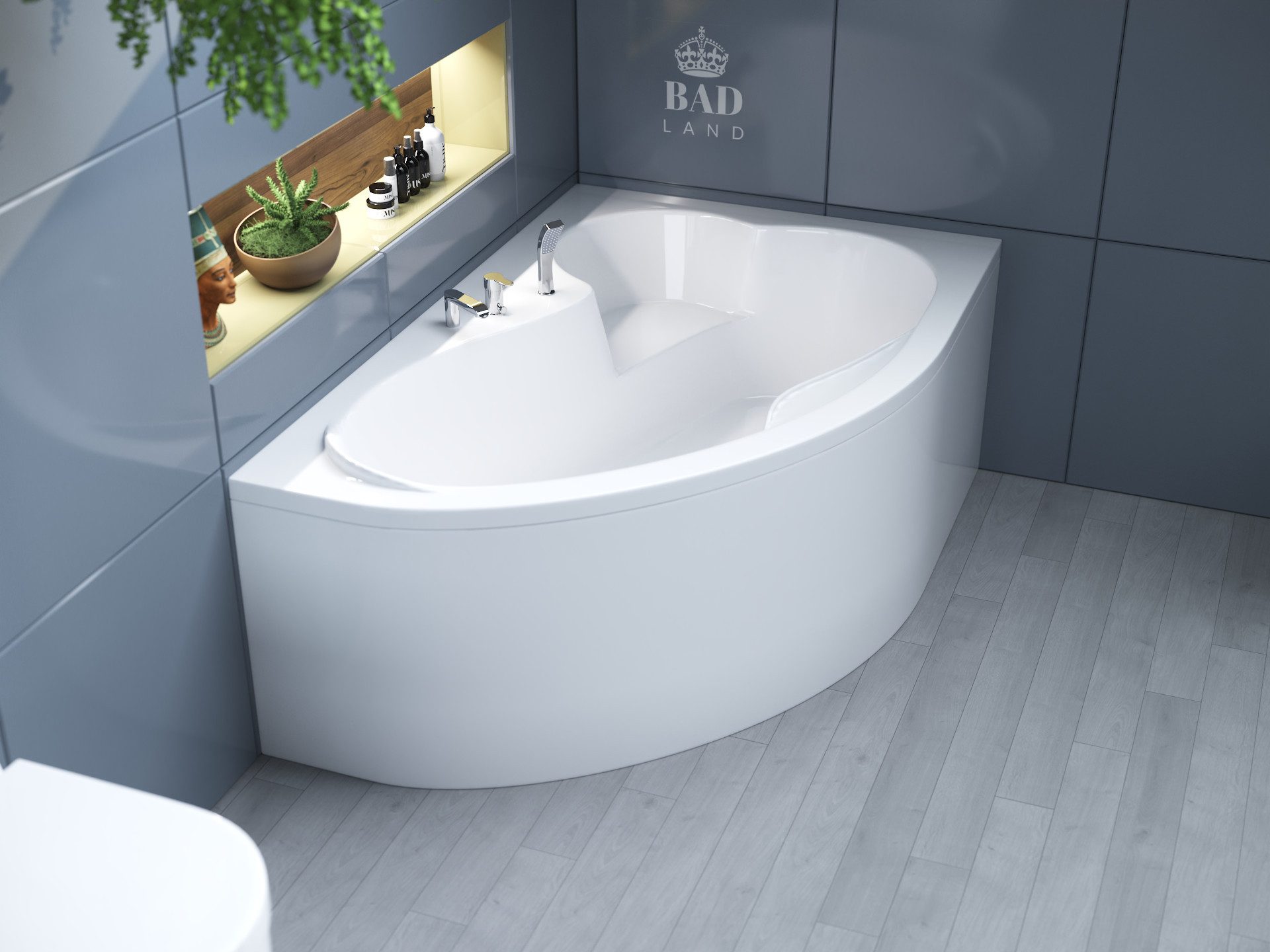KOLMAN Badewanne Eckbadewanne Mega 160x105, (Links/Rechts), Ablaufgarnitur & Füße GRATIS
