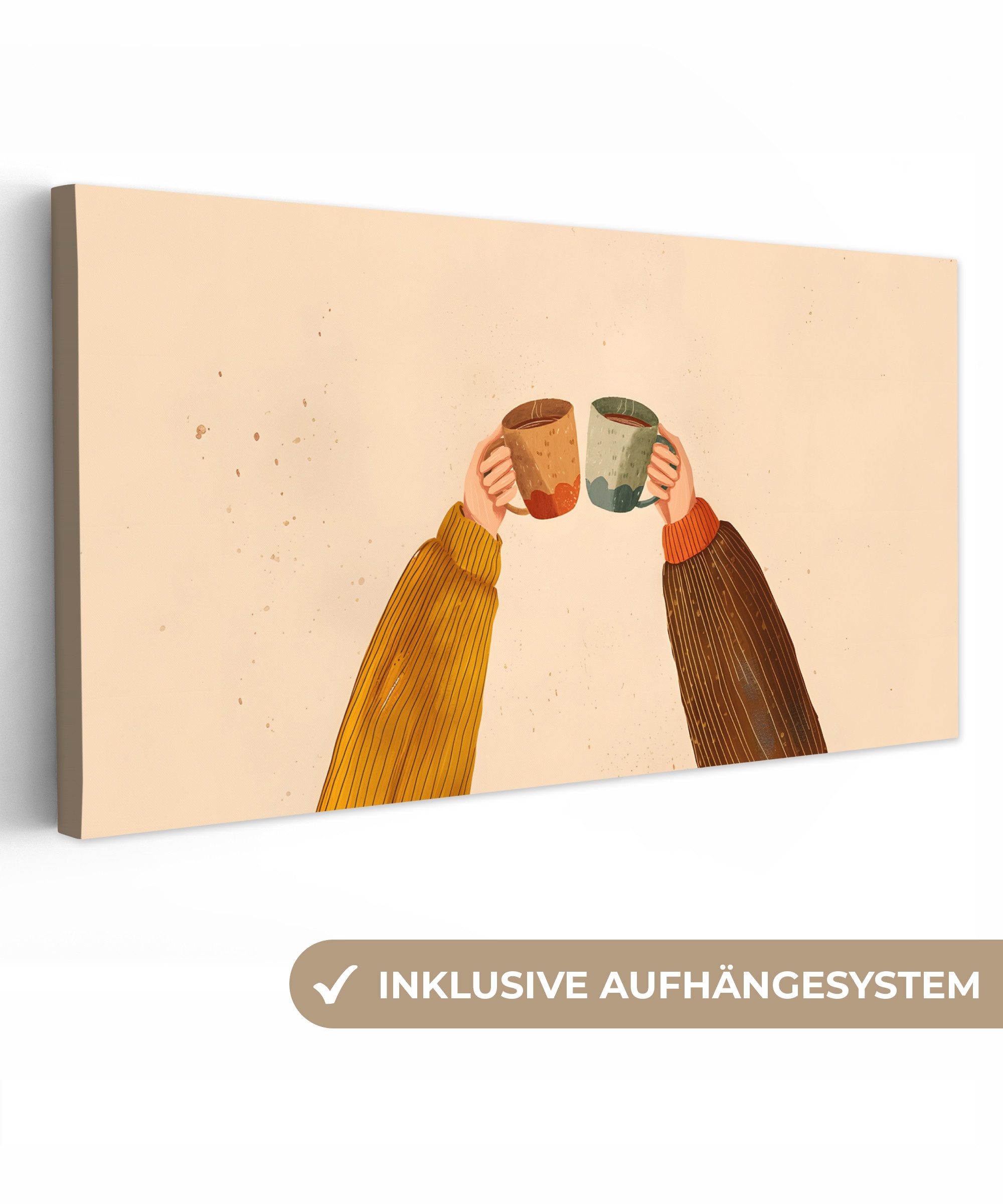 OneMillionCanvasses® Leinwandbild Panorama Illustration - Becher günstig online kaufen