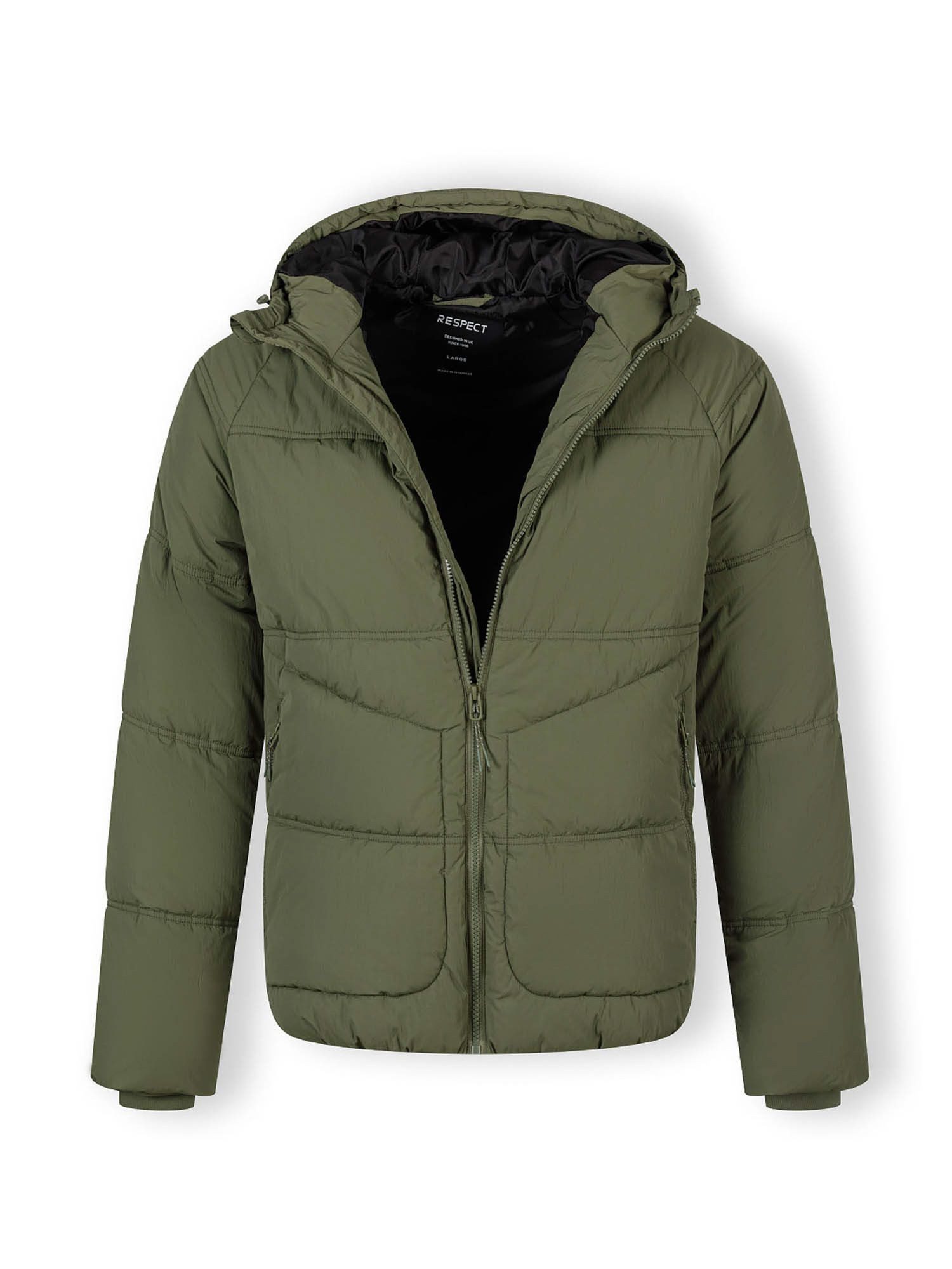 Respect Winterjacke Steppjacke mit Reißverschlusstaschen und Ärmelpatch  (XS-XXL) trendiges Design