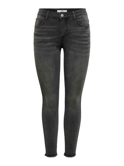 JACQUELINE de YONG Skinny-fit-Jeans Skinny Fit Jeans Ankle Cut JDYSONJA Stretch Hose mit Fransen (1-tlg) 3382 in Dunkelgrau