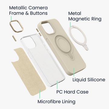 kalibri Handyhülle Silikon Hülle für Apple iPhone 15 Pro -, Case kompatibel mit MagSafe - Cover mit Stand Fingerhalter