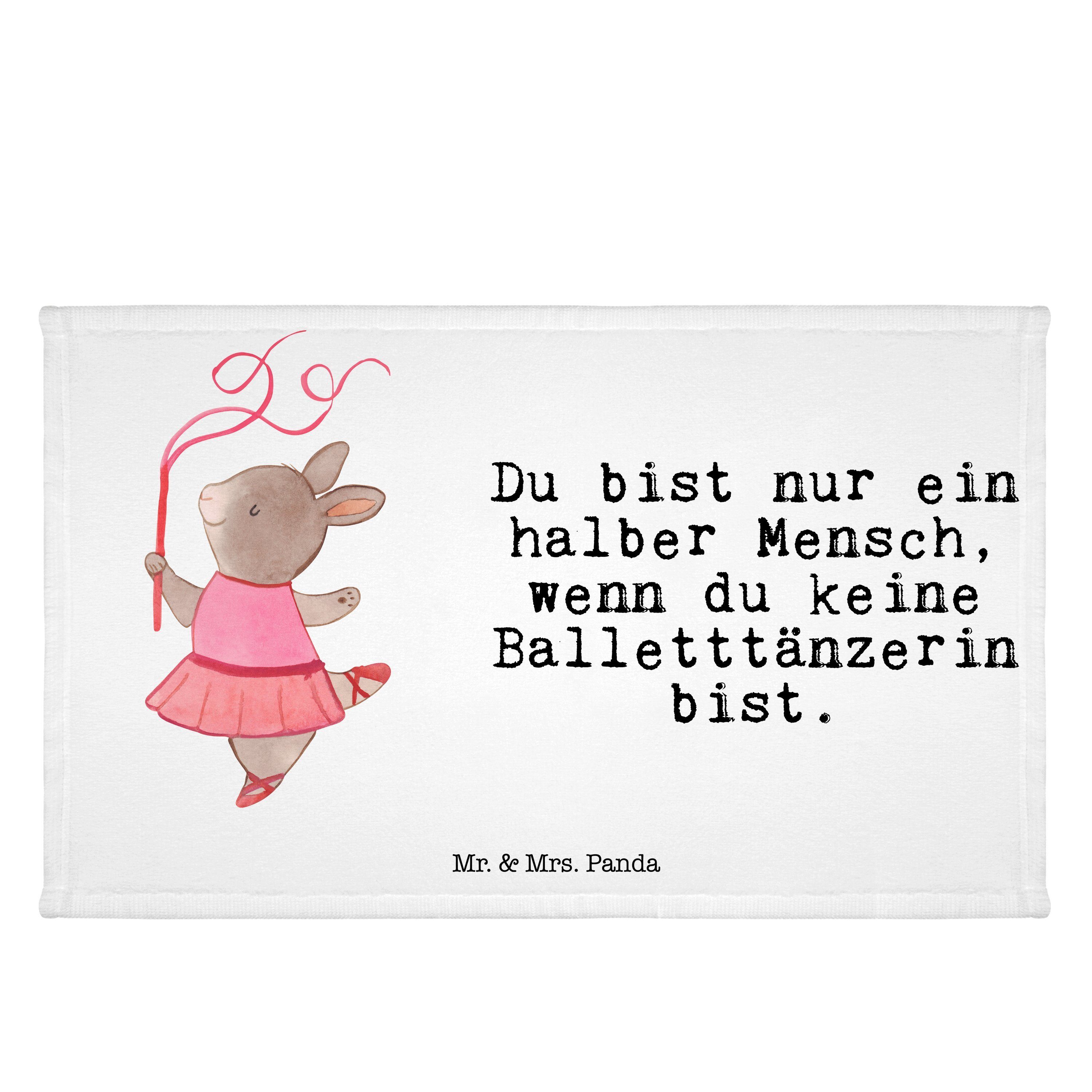 Mr. & Mrs. Panda Handtuch Balletttänzerin mit Herz - Weiß - Geschenk, Kinder Handtuch, Ballettu, (1-St)