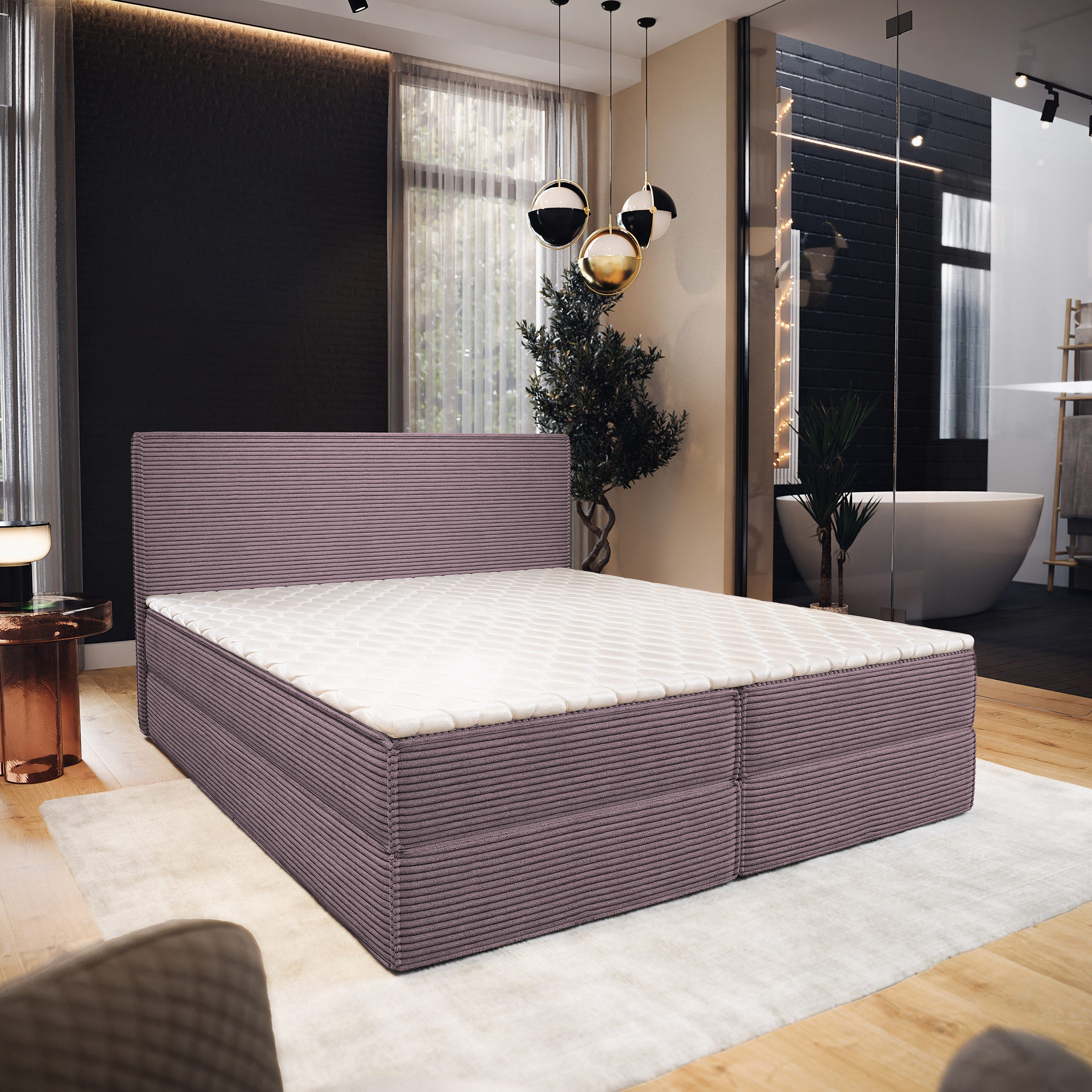 Masseno Boxbett PELLIO 140x200 cm mit Bonell Matratze und Topper