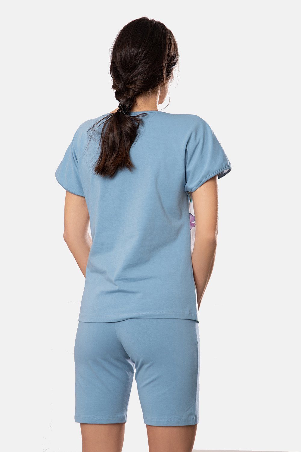 Evoni Pyjama Set Schlafanzug kurz blau