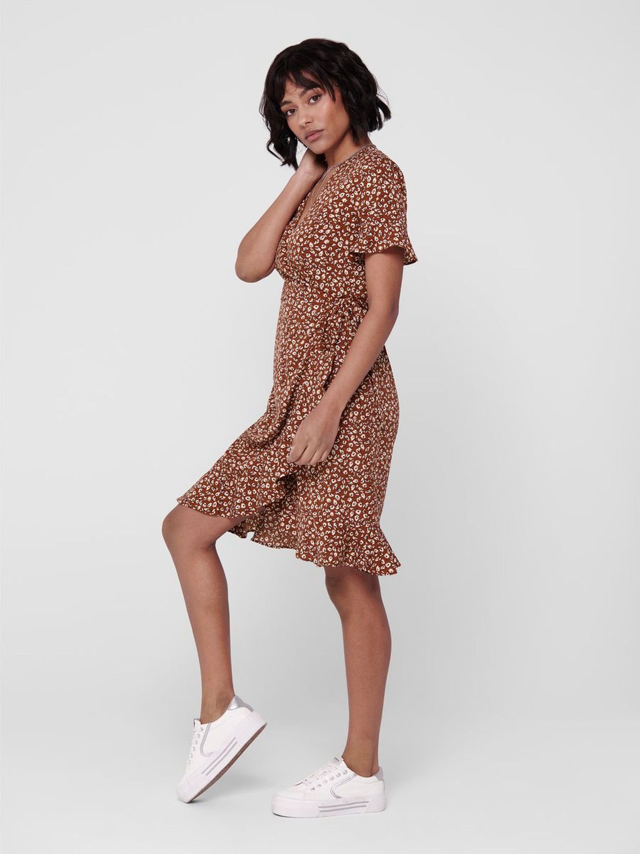 ONLY Shirtkleid (knielang, 1-tlg) ONLOLIVIA S/S WRAP DRESS WVN NOOS