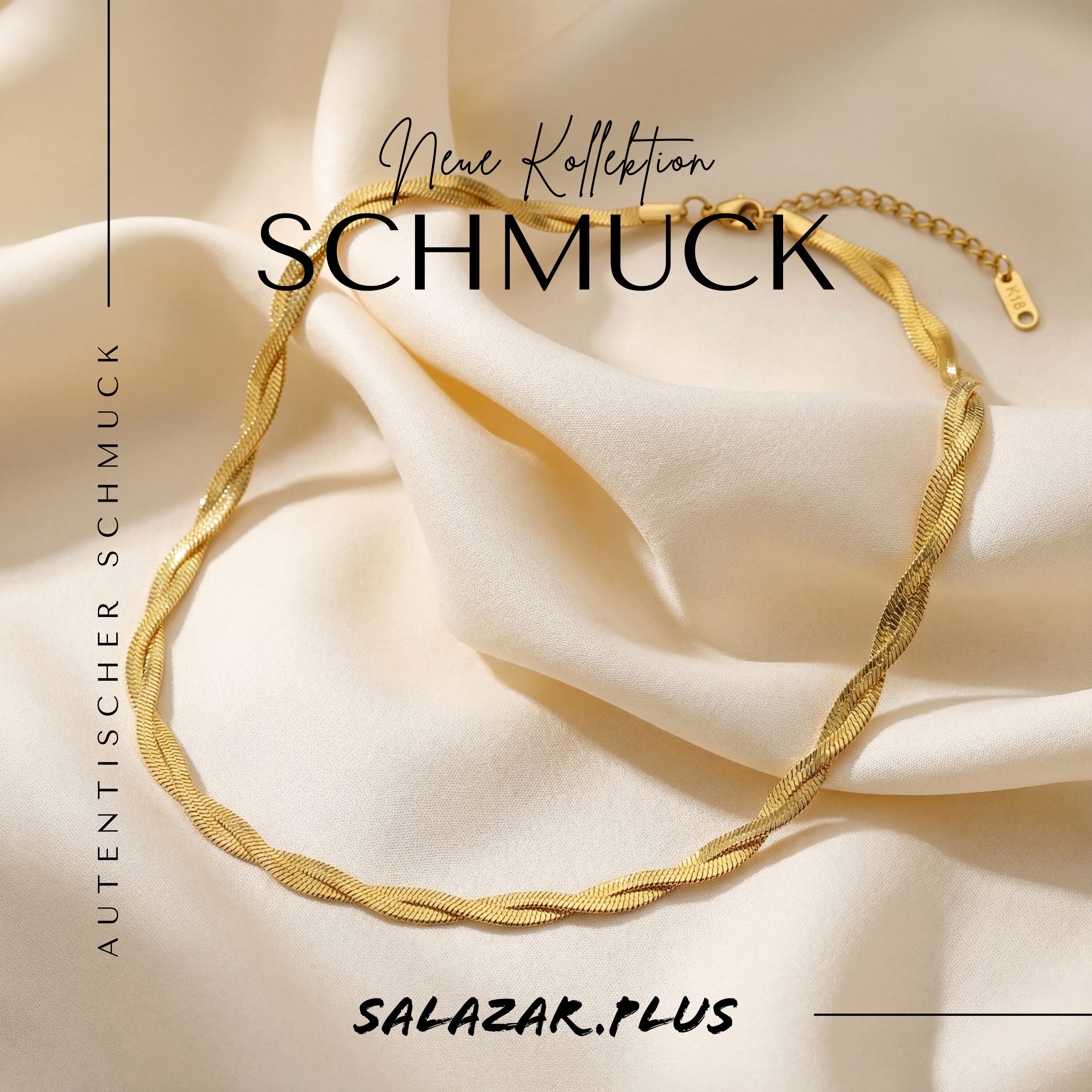 salazar.plus Schlangenkette Luxus Damen Schlangenkette Edelstahl vergoldet Geflochten, vergoldete Edelstahl‑Schlangenkette – 6 mm geflochten & wasserfest