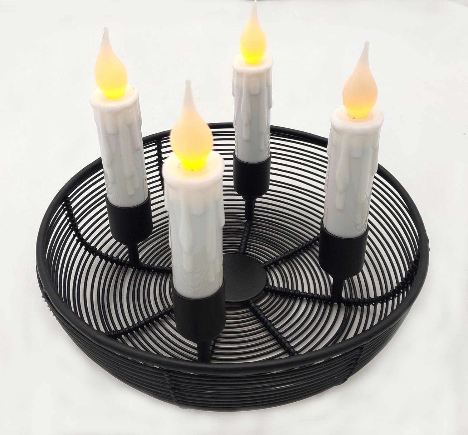 Kerzenhalter Metall-Adventskranz mit Adventsleuchter Weihnachtsdeko BURI Metallschale Ø20cm