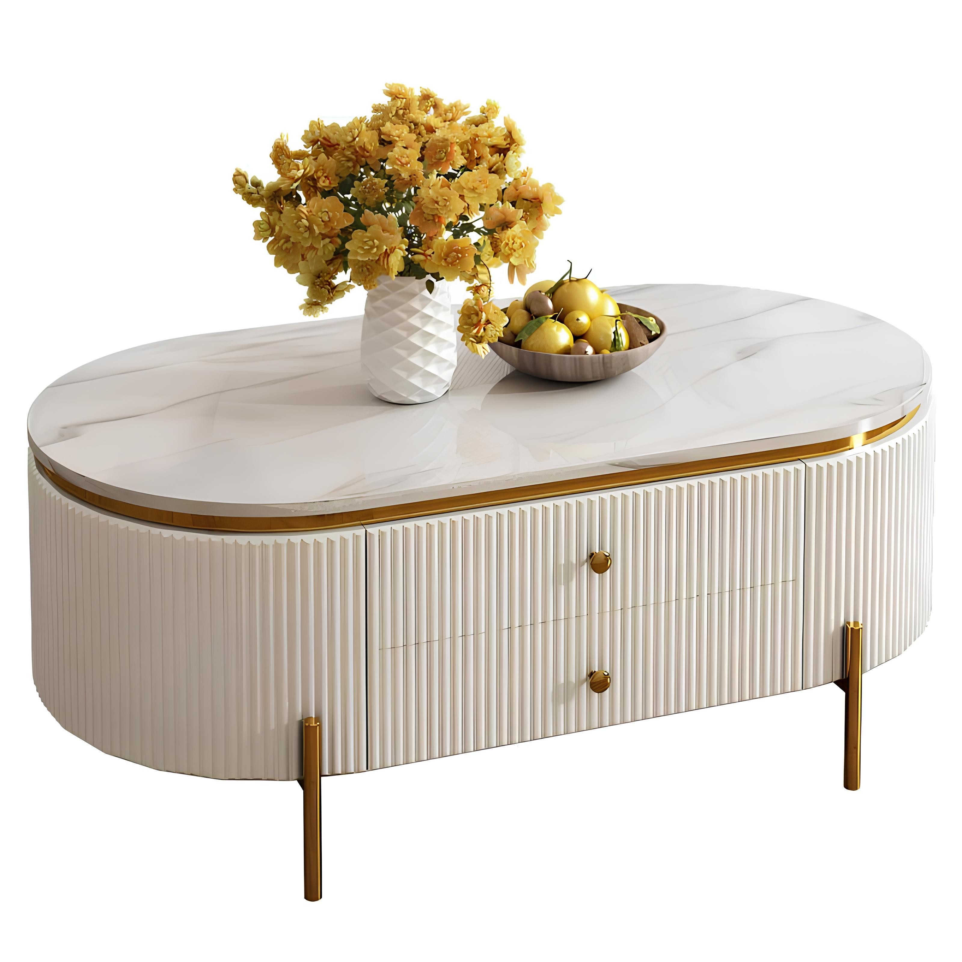 Xlmoebel Couchtisch Runder Beistelltisch Kaffeetisch Design Moderner Sofatisch Ovaler (1-St., Couchtisch), Hergestellt in Europa