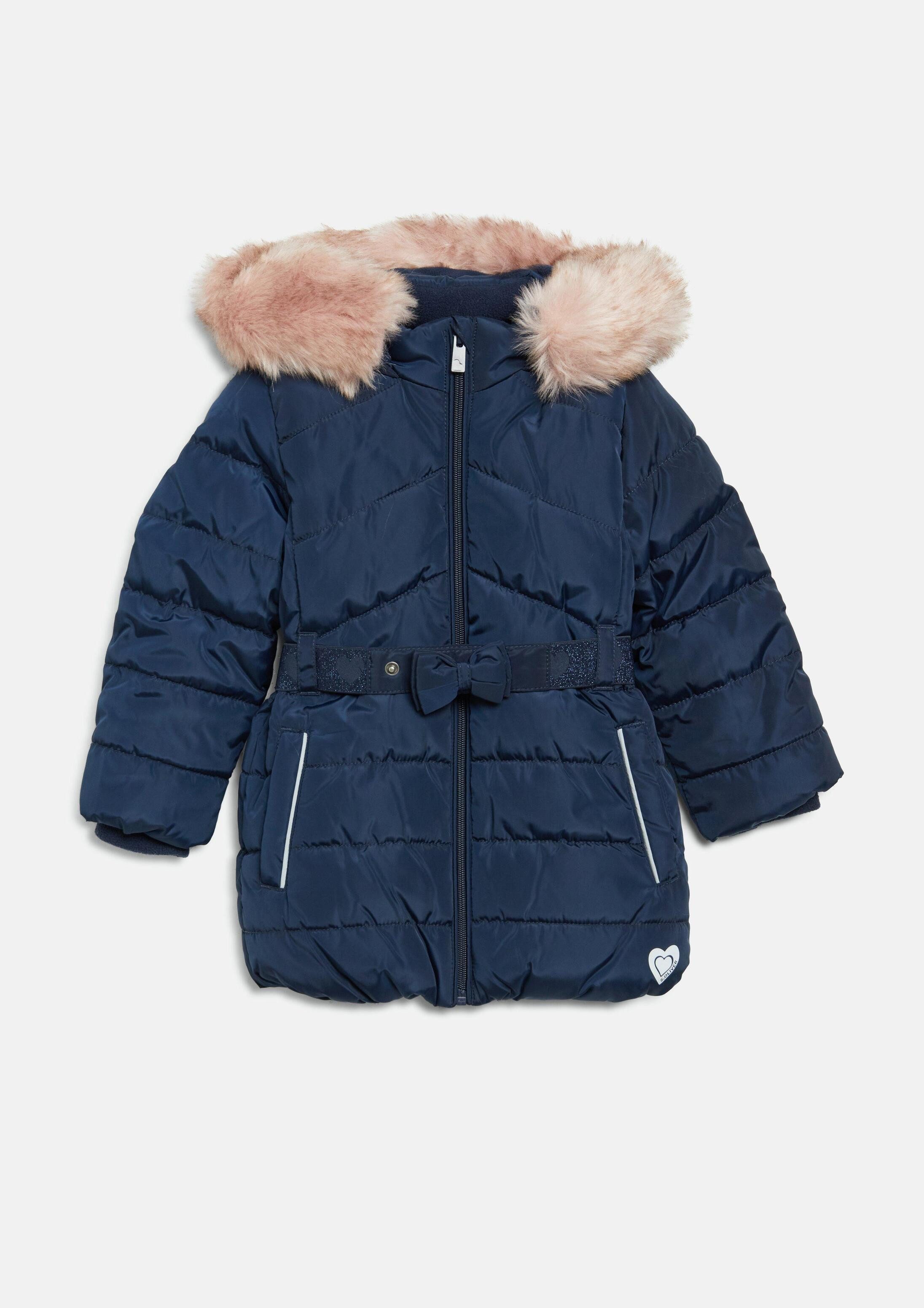 s.Oliver Winterjacke Outdoor-Mantel Wetterfester Steppmantel mit abnehmbarer Kapuze