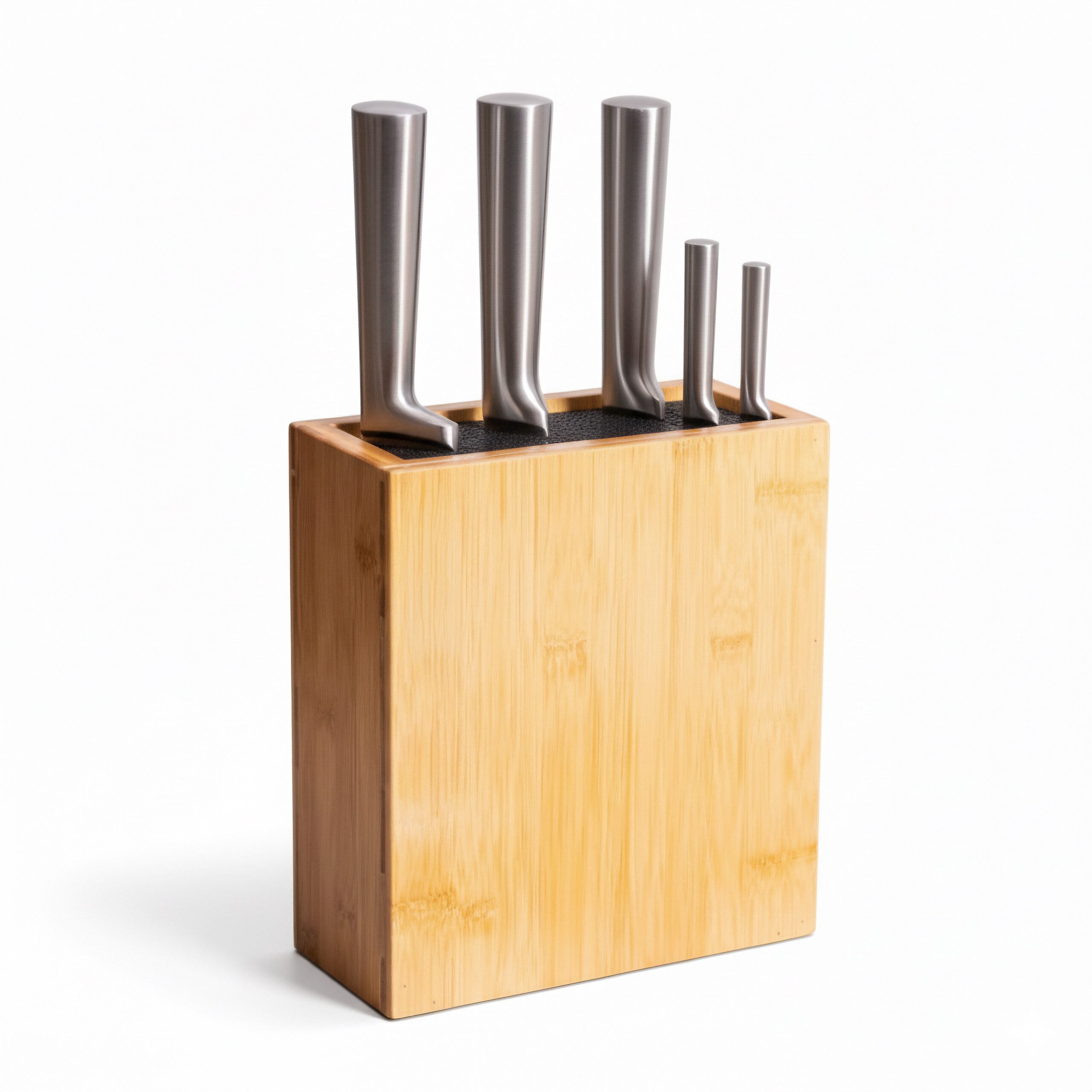 relaxdays Messerblock Bambus mit Borsteneinsatz (1tlg)