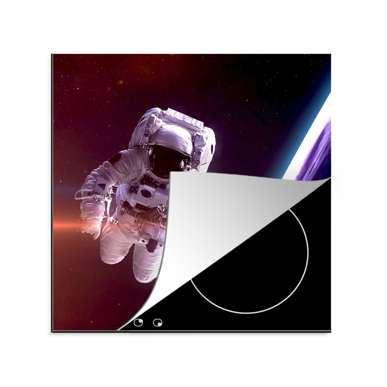 MuchoWow Herdblende-/Abdeckplatte Weltraum - Erde - NASA - Jungen - Kinder - Kinder, Vinyl, (1 tlg), 78x78 cm, Ceranfeldabdeckung, Arbeitsplatte für küche