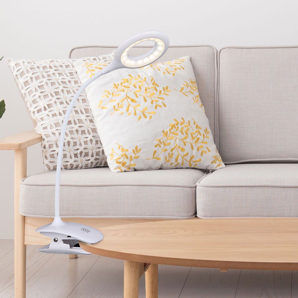 GLOBO LIGHTING Klemmleuchte, LED-Leuchtmittel fest verbaut, Neutralweiß, Leselampe Bett Klemme Schreibtischlampe klemmbar