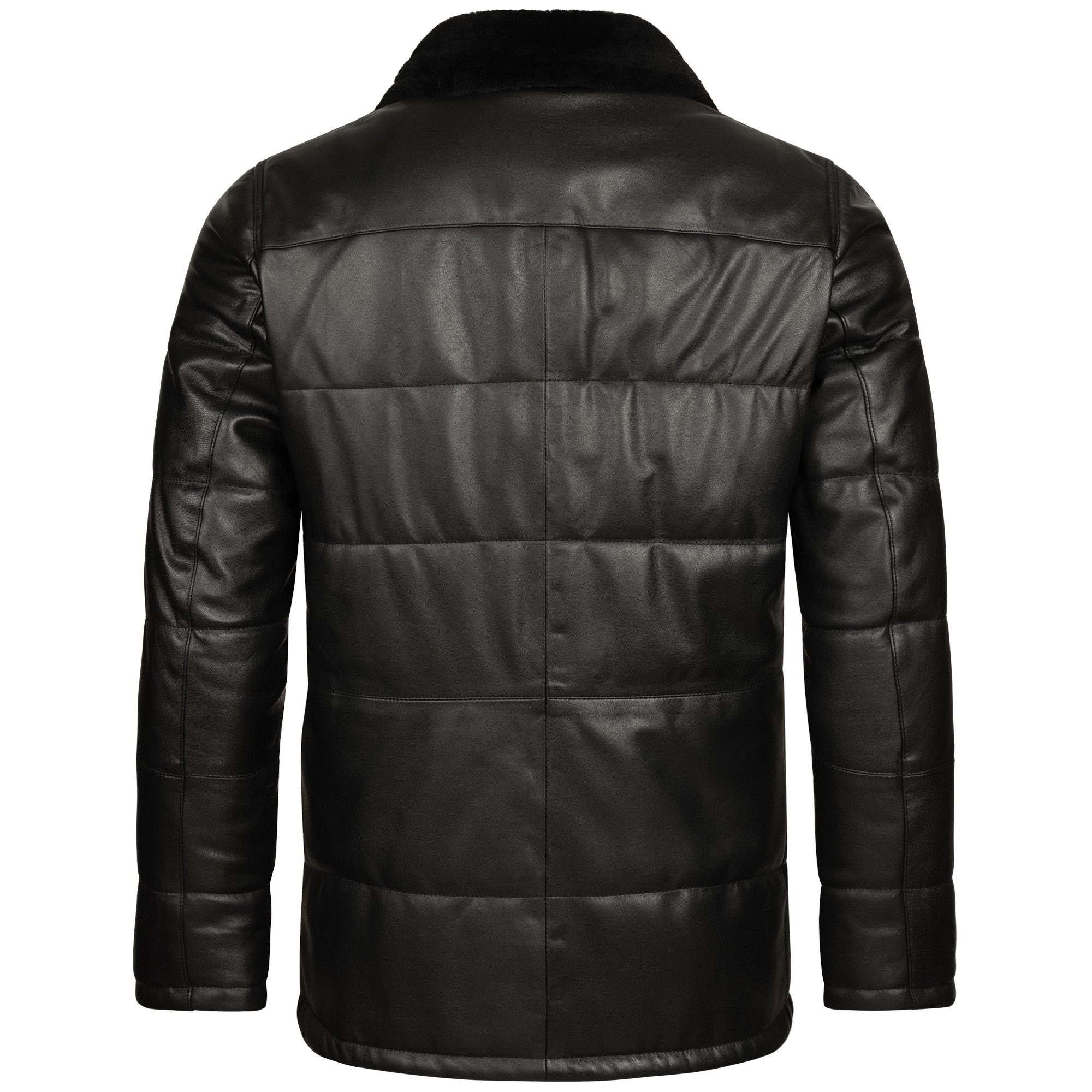Mouflon Lederjacke Aaron abnehmbarer Lammfellkragen