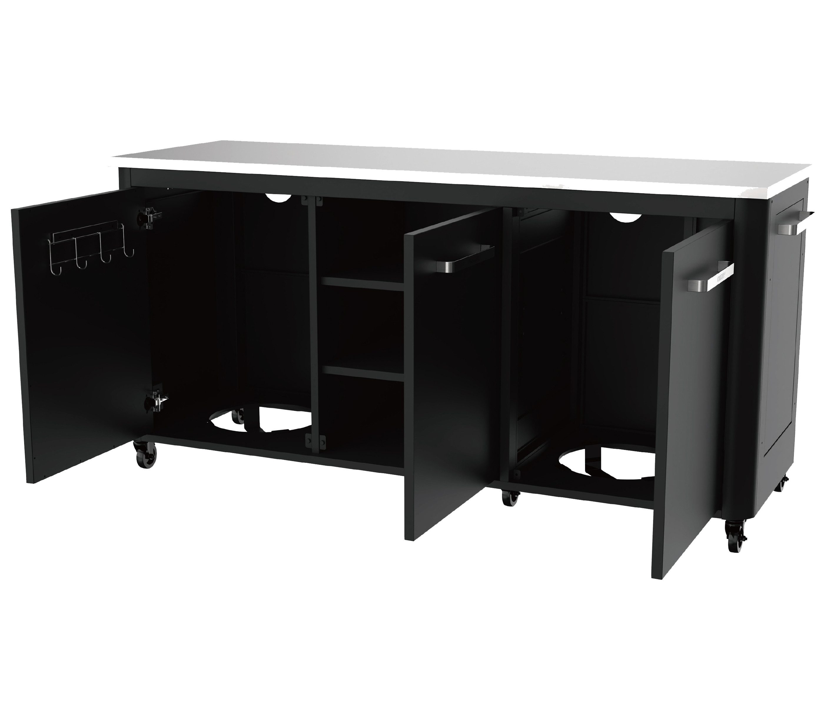 COZZE Outdoor-Küche Outdoor-Küche, Schrank mit 6 Rollen, 180 x 90 x 60 cm, moderne Außenküche mit großer Ablagefläche und viel Stauraum