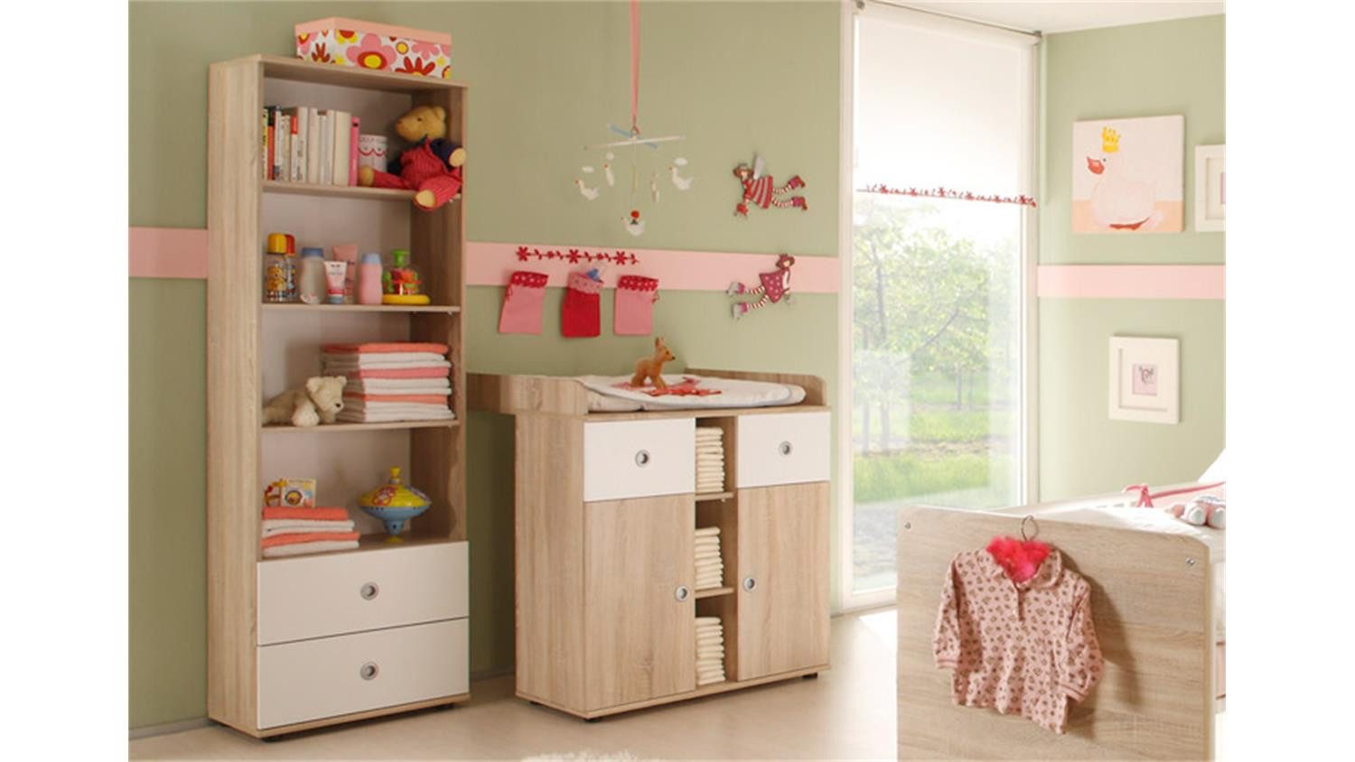 Bega Consult Babyzimmer-Komplettset Babyzimmer Wiki 4-tlg Sonoma Eiche Sägerau, (4-tlg)