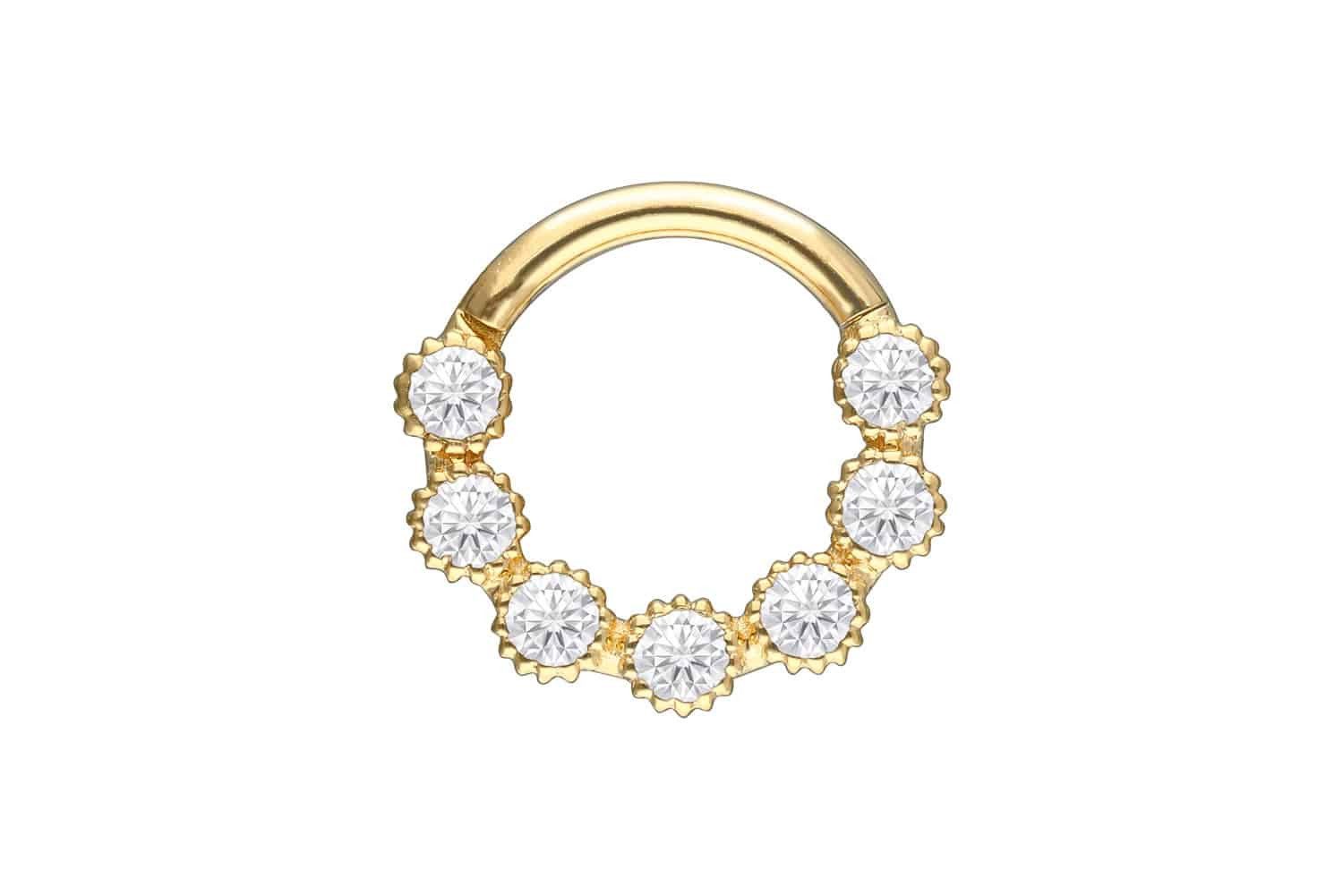 PIERCINGLINE Nasenpiercing 18 Karat Gold Segmentring Clicker 7 MOISSANITE Ohrpiercing Septum Nase (Clicker, 1-tlg), Ohrpiercing für Conch, Helix, Tragus, Daith, Lobe