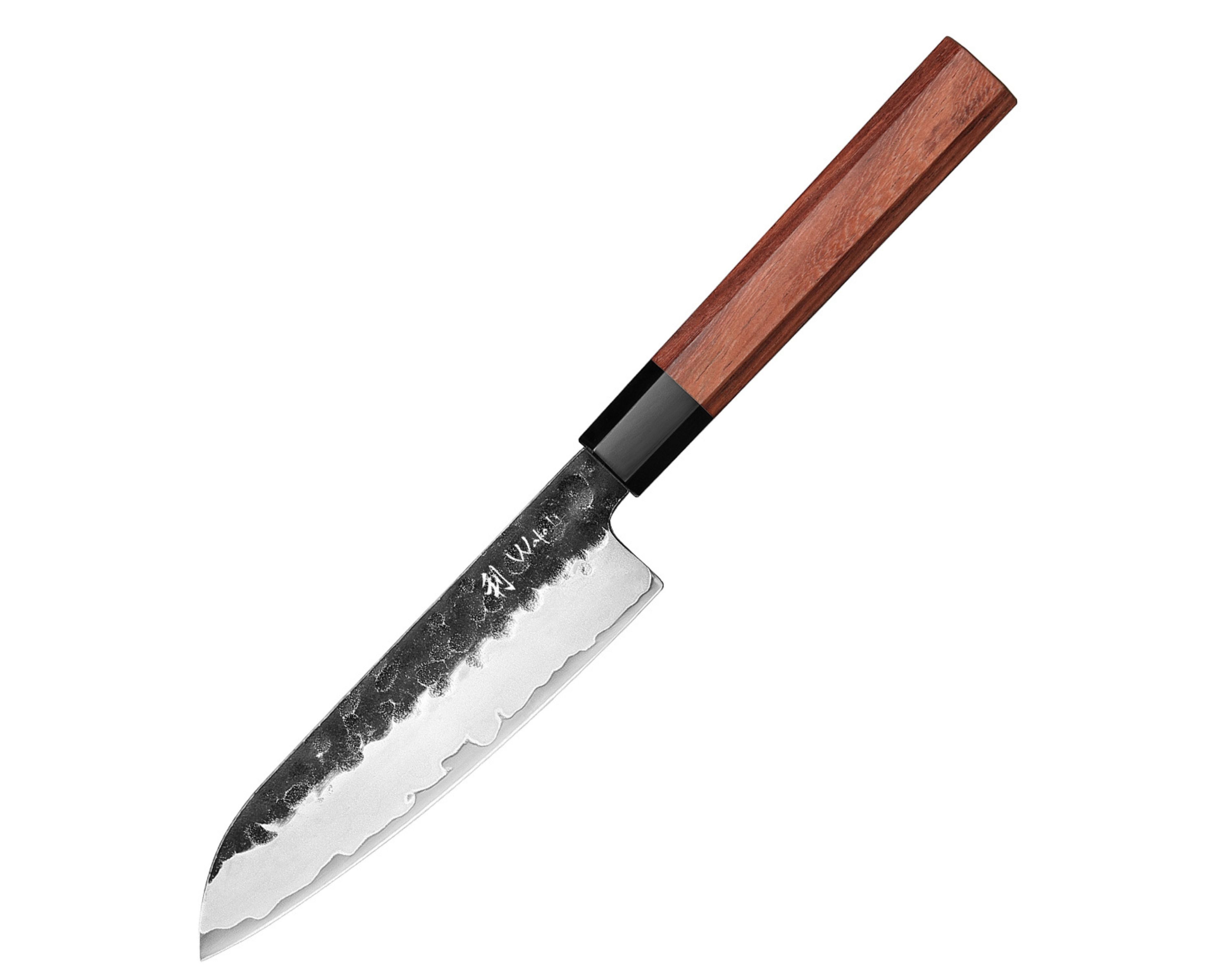 Wakoli Santokumesser Kensei Serie Santoku 13,5 cm Klinge, Redwood & schwarze Eiche Griff, 3 Lagen Verbundstahl