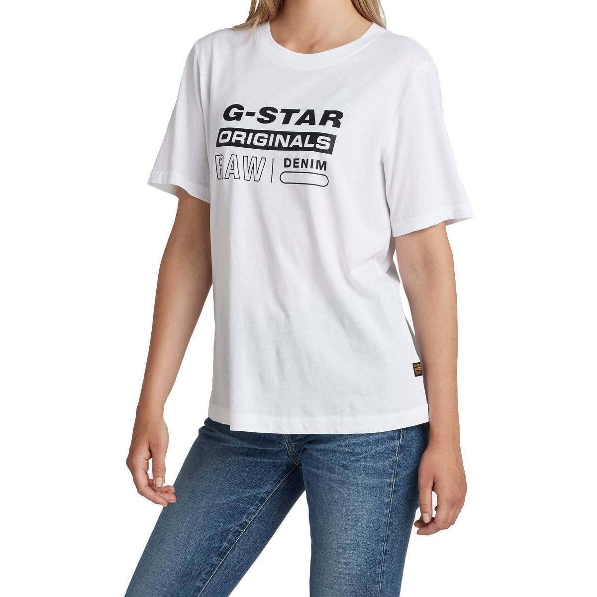 RAW Fit T-Shirt G-Star Regular Originals T-Shirt Weiß Damen Label -