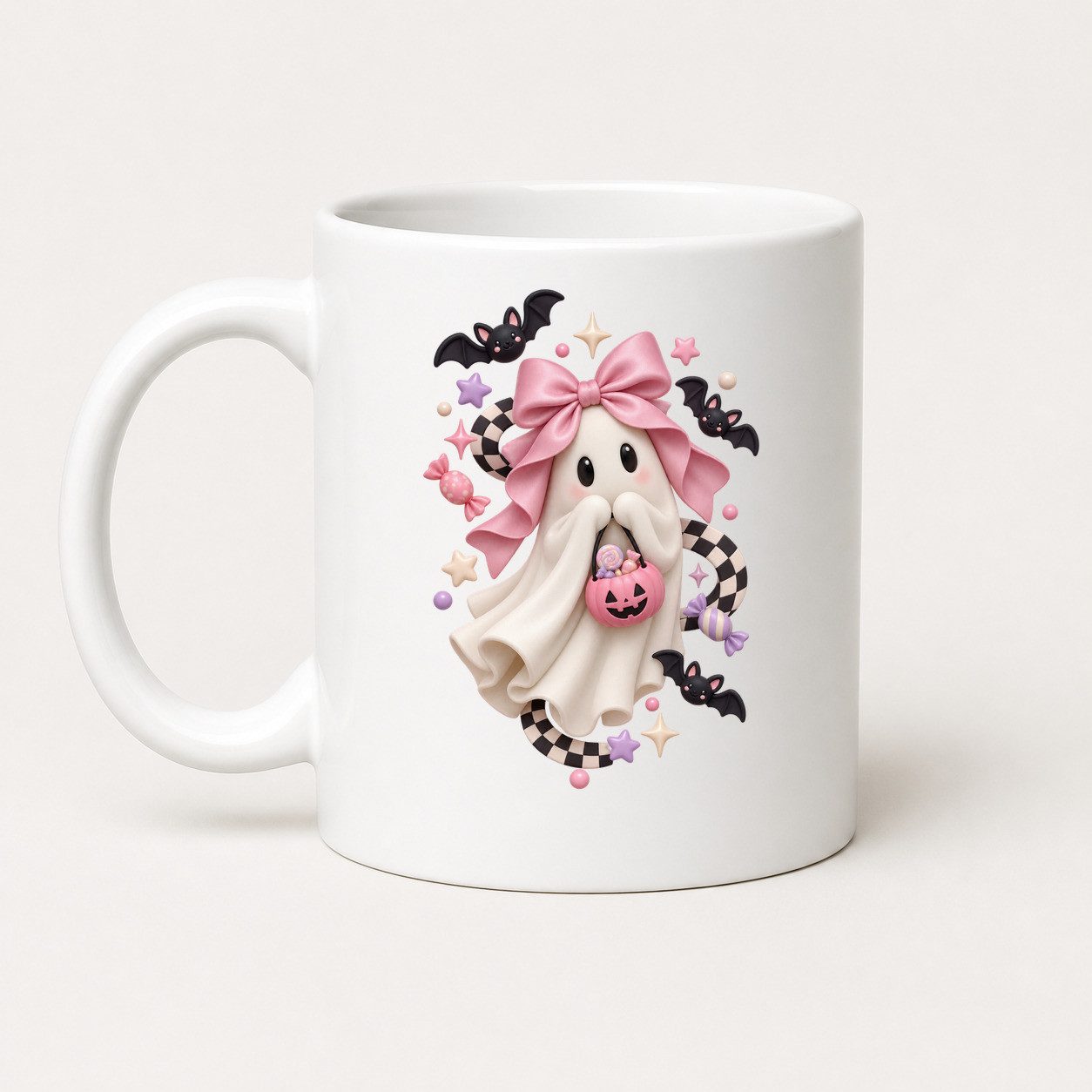WS-Trend Tasse Halloween Tasse Pastell Gespenst 325 ml Keramik Geschenkidee, Keramik