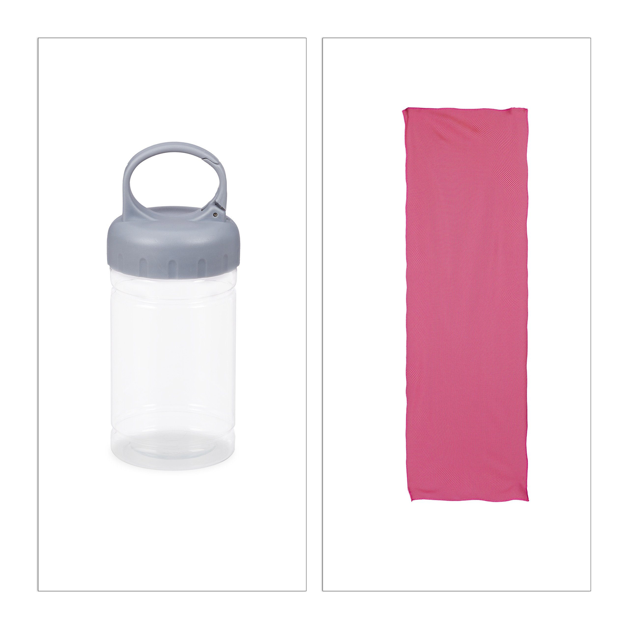 Handtuch Sporthandtuch 2er Pink Transparent im Pink Pack, Kühlendes relaxdays Grau