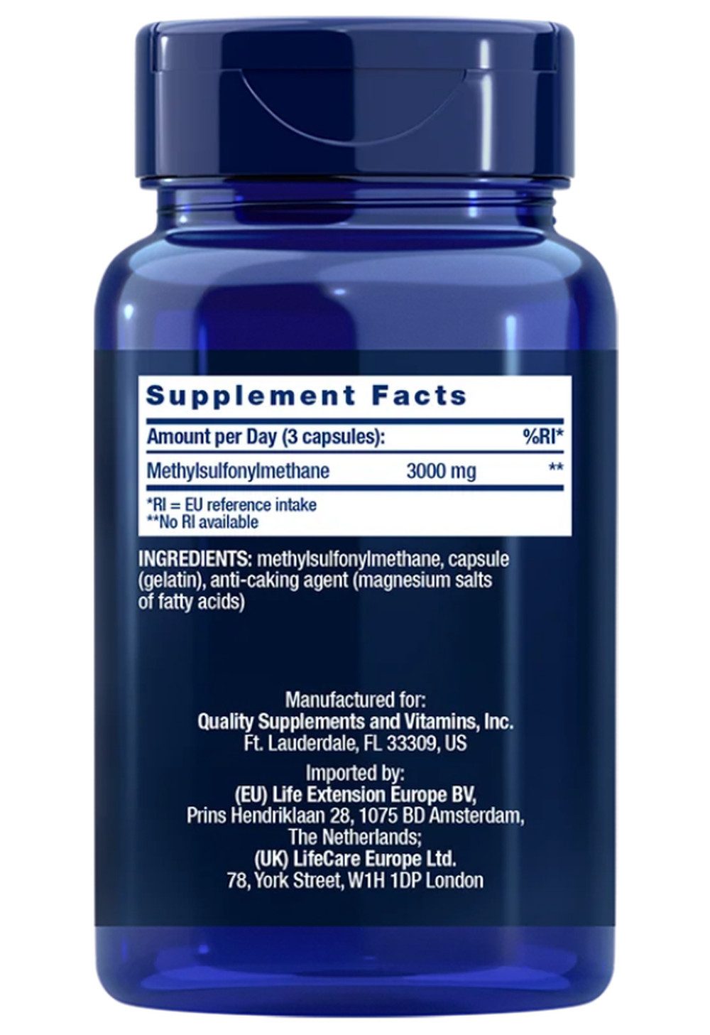 Life Extension Life Extension MSM 1000 mg – 100 Kapseln Kapseln