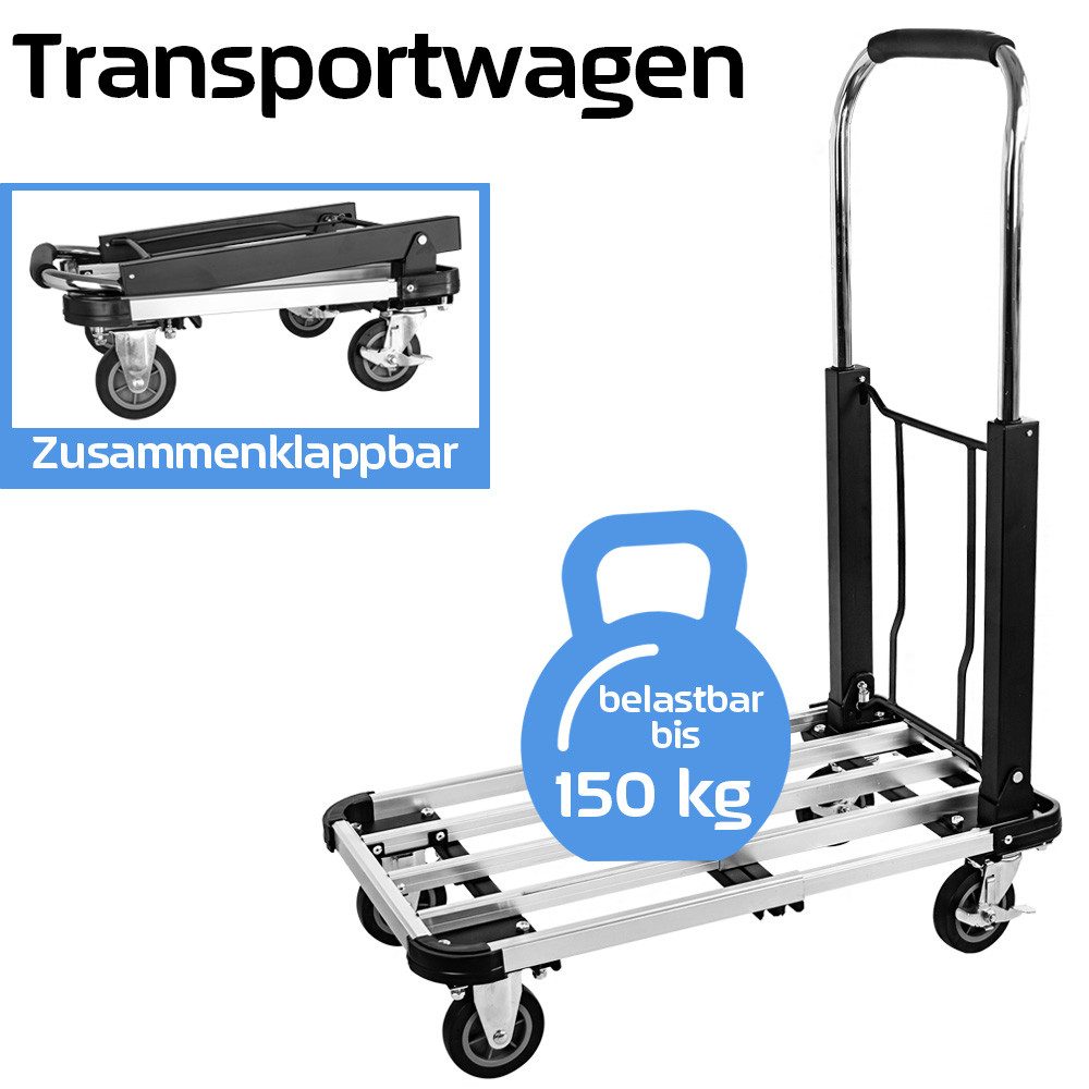 Trucky Transportwagen Transporthilfe Paketwagen 150kg klappbar Aluminium Transport Handwagen