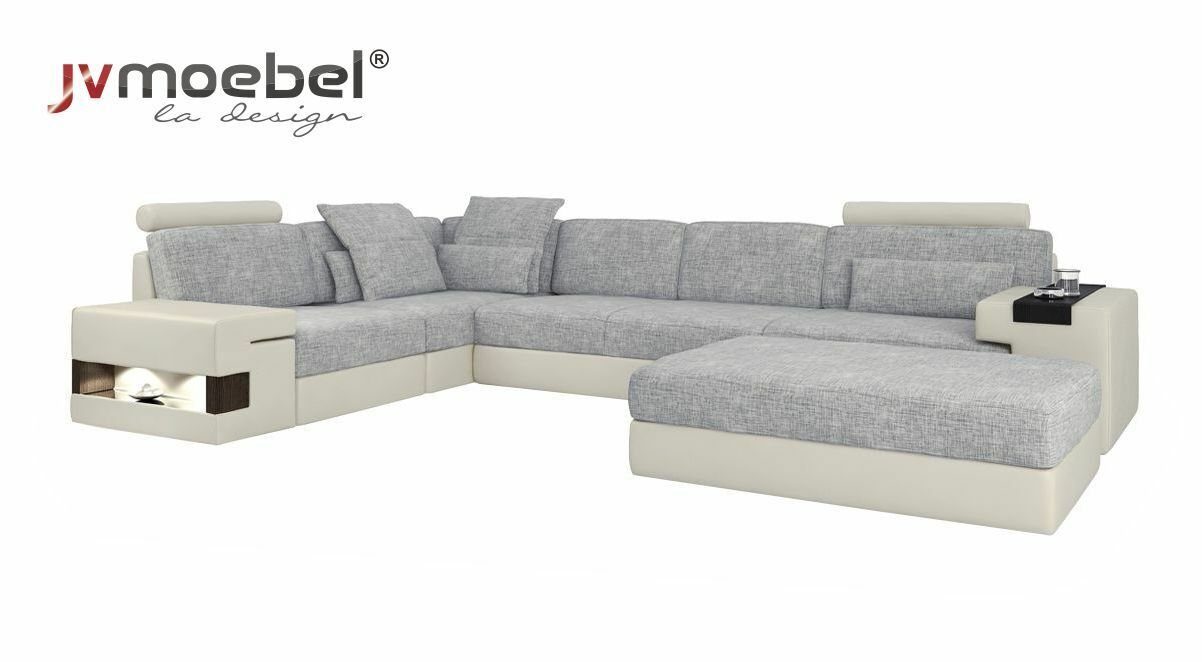 Hocker L-Form mit JVmoebel Design Sofas Sitzecke Wohnraum Modern Sofa Ecksofa,