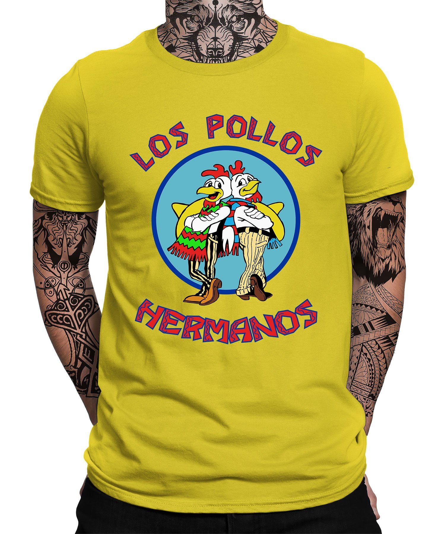 Quattro Formatee Kurzarmshirt Los Pollos Hermanos Bad Herren T-Shirt (1-tlg) Gelb